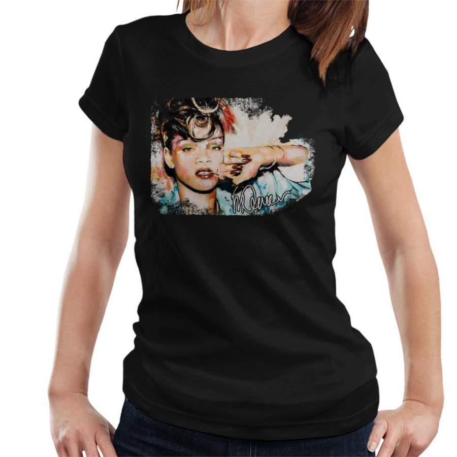 Sidney Maurer Original Portrait Of Rihanna Red Nails Women’s T-Shirt