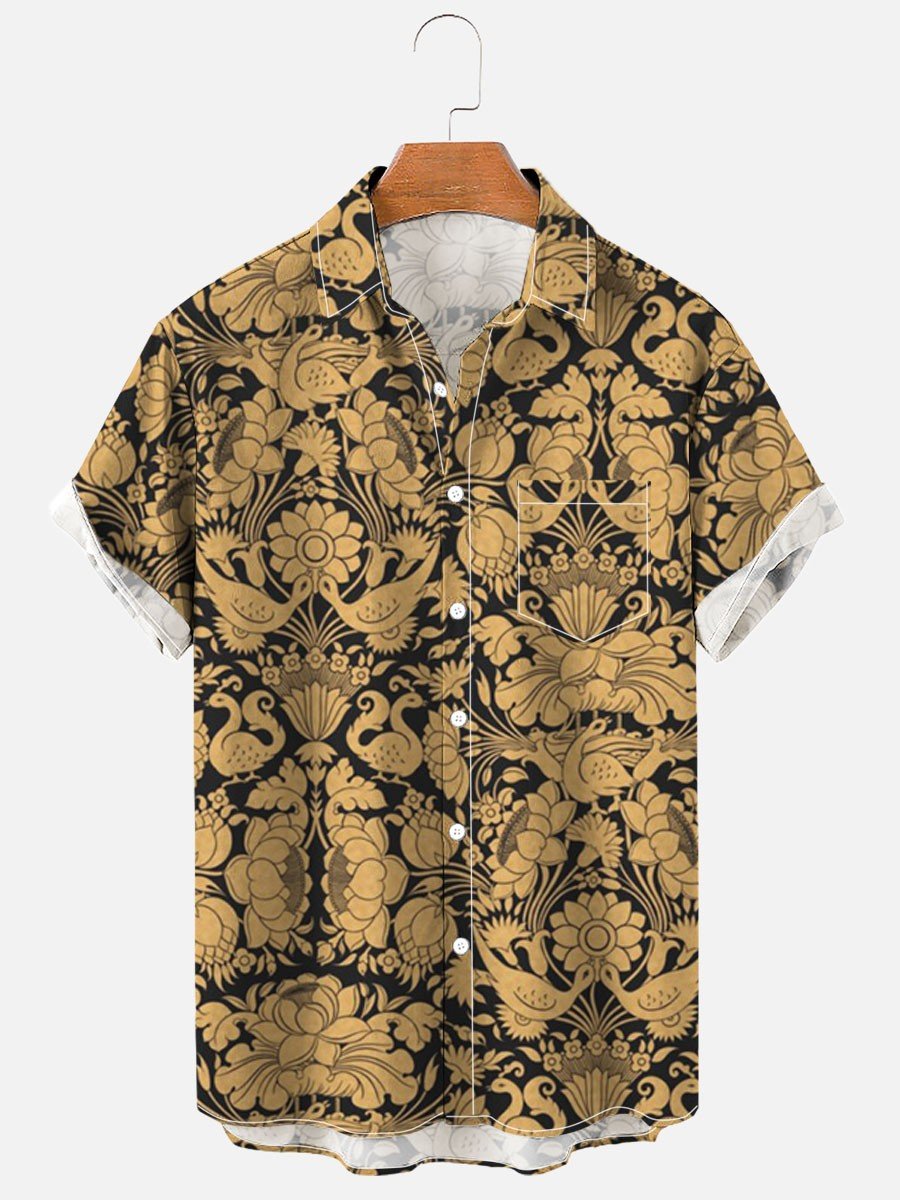 Men’S Lotus Casual Hawaiian Shirt