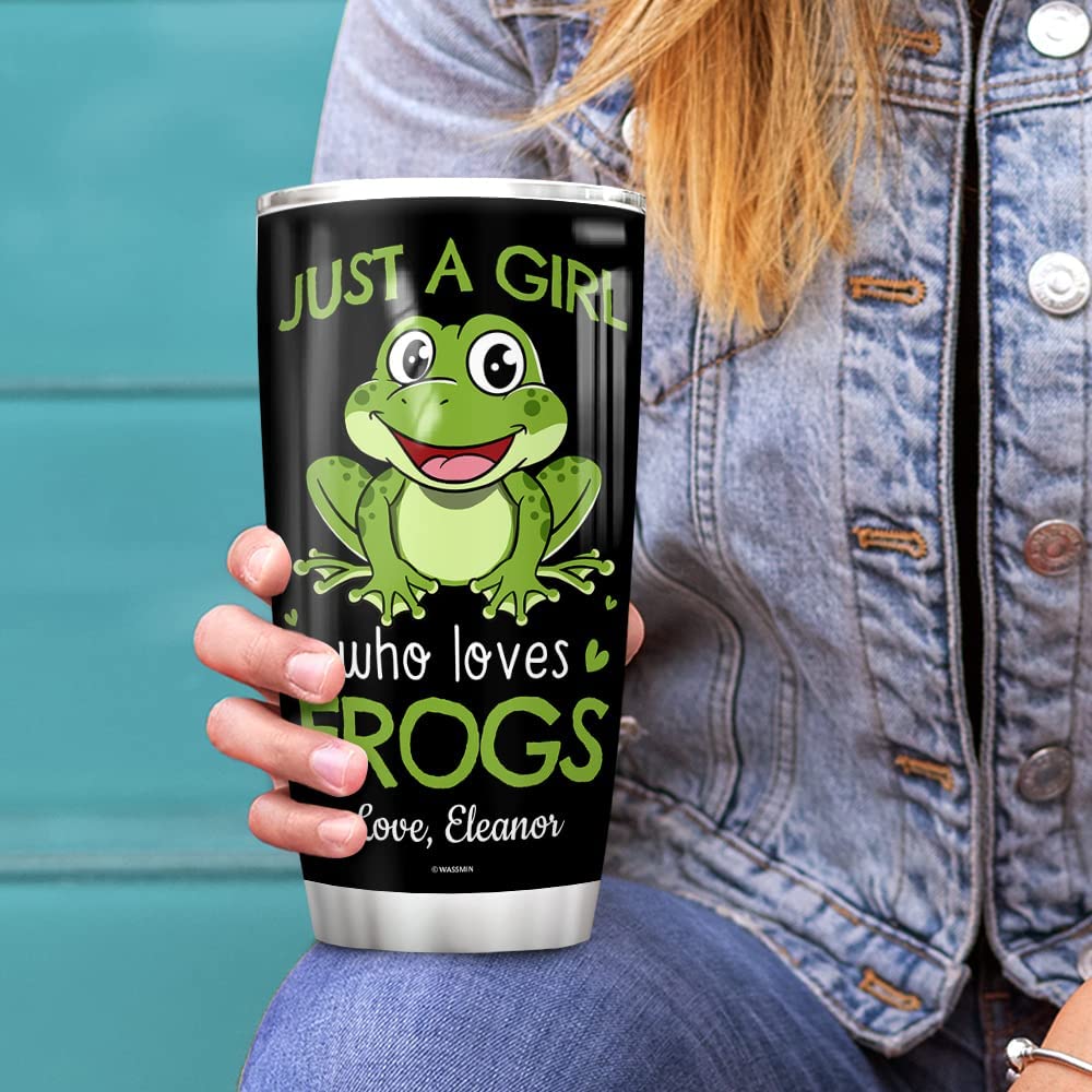 20 Oz Tumbler  Personalized Tumbler Cup With Lid 20Oz 30Oz Just A Girl Who Loves Frog Stainless Steel Double Wall Vacuum Insulated Tumblers Coffee Travel Mug Birthday Christmas Gifts For Women Girls