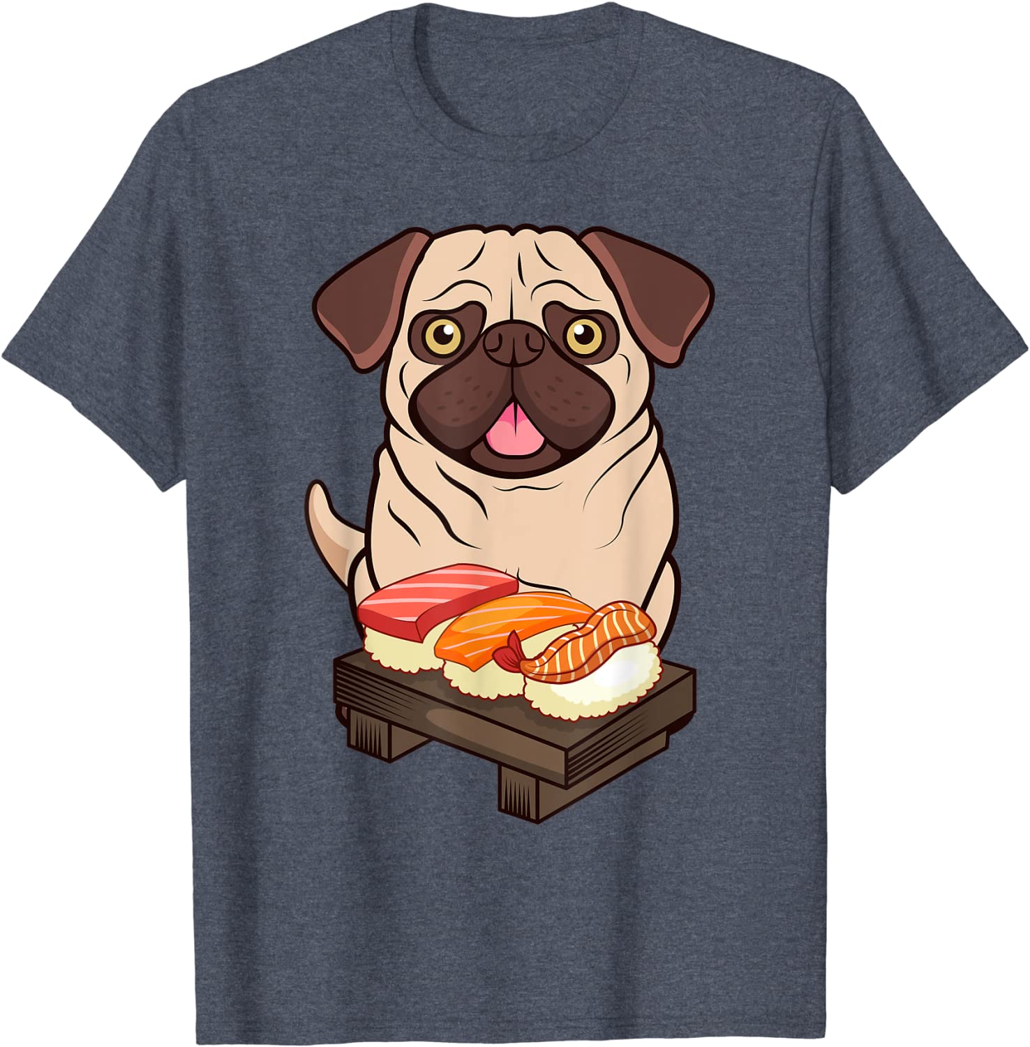 Pug Puppies T Shirts|Sushi Life Pug Puppy Dog Lover Kawaii Japanese Anime