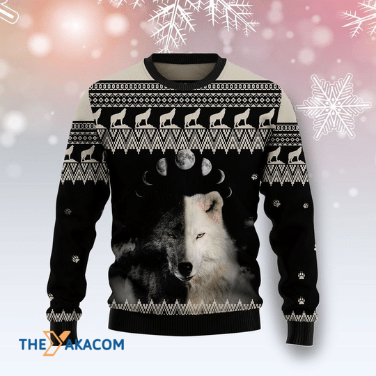 Merry Xmas Dangerous Wolf Black And White Special Pattern Ugly Christmas Sweater