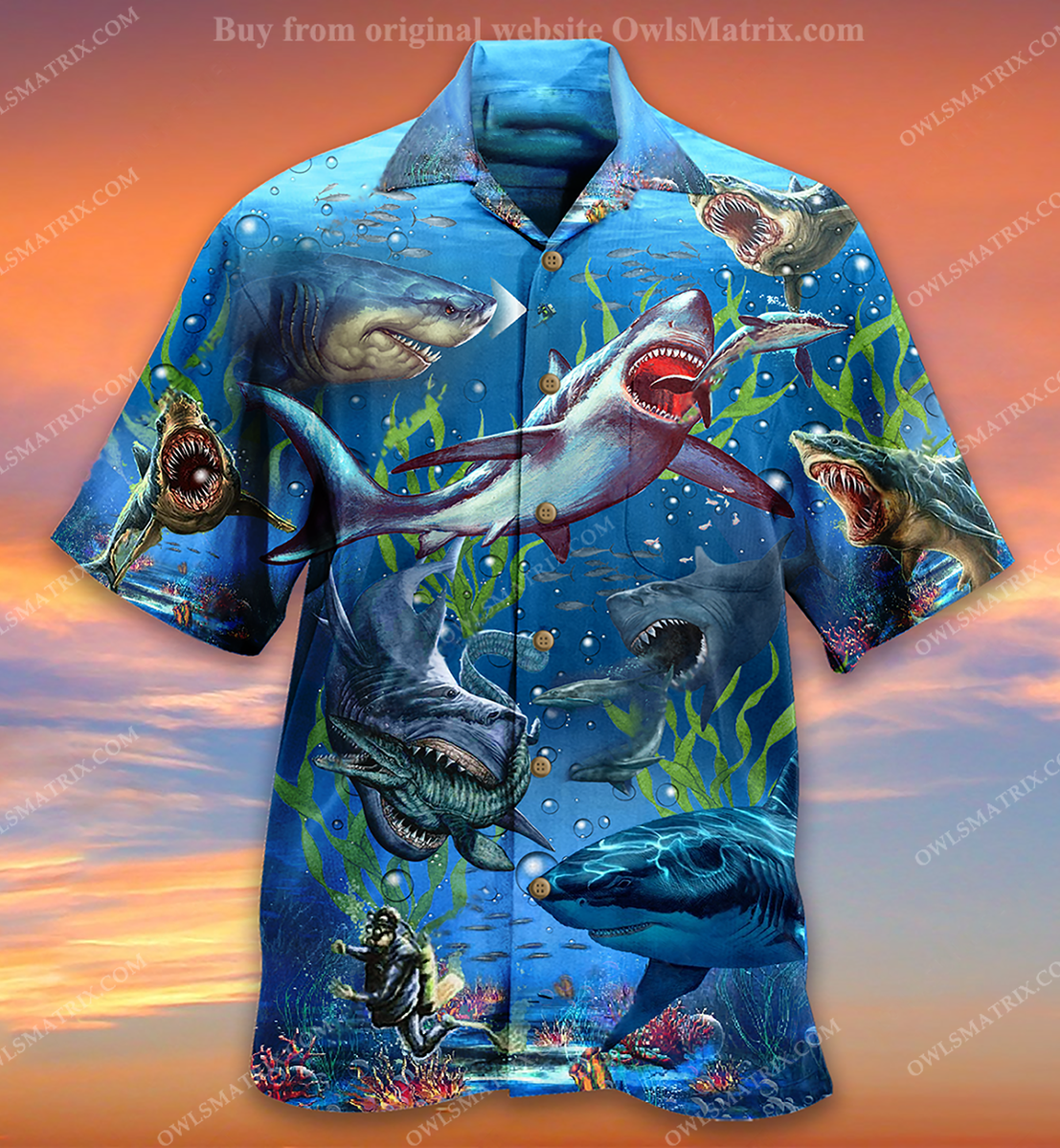 Shark What If Megalodon Was Alive – Hawaiian Shirt