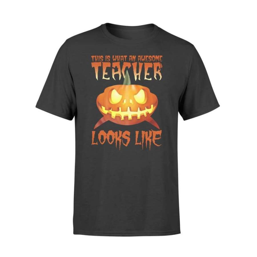 Awesome Teacher Shark Halloween Pumpkin Shark Gift – Standard T-shirt