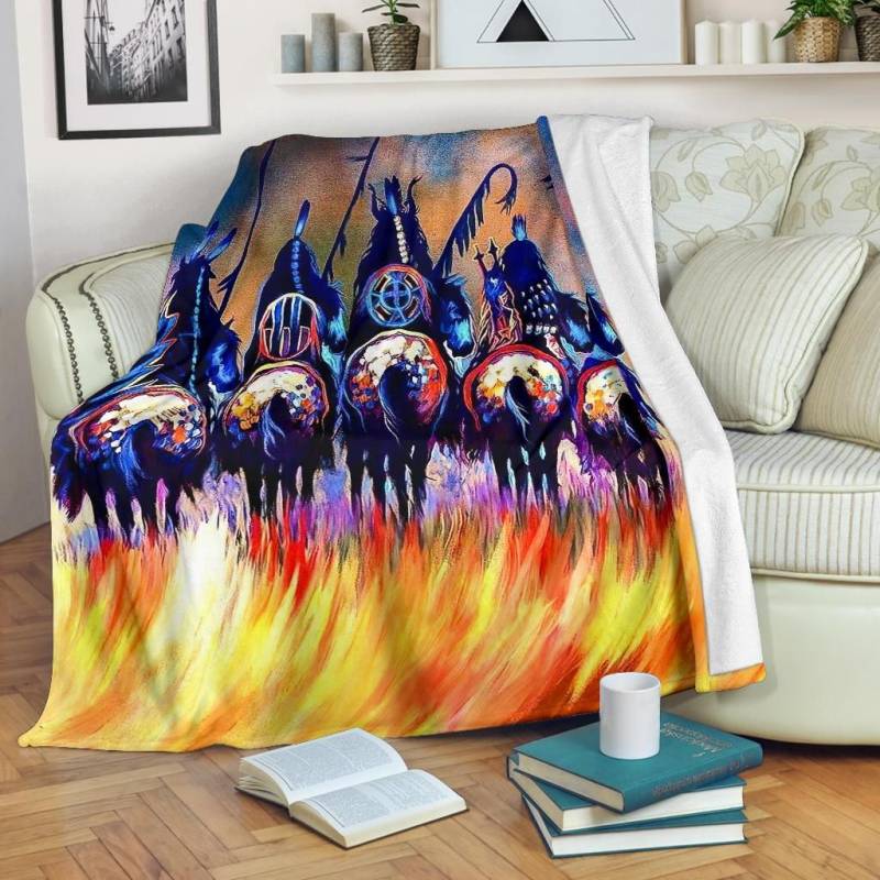 Native American Blanket - 5 Warriors Native American - BN01