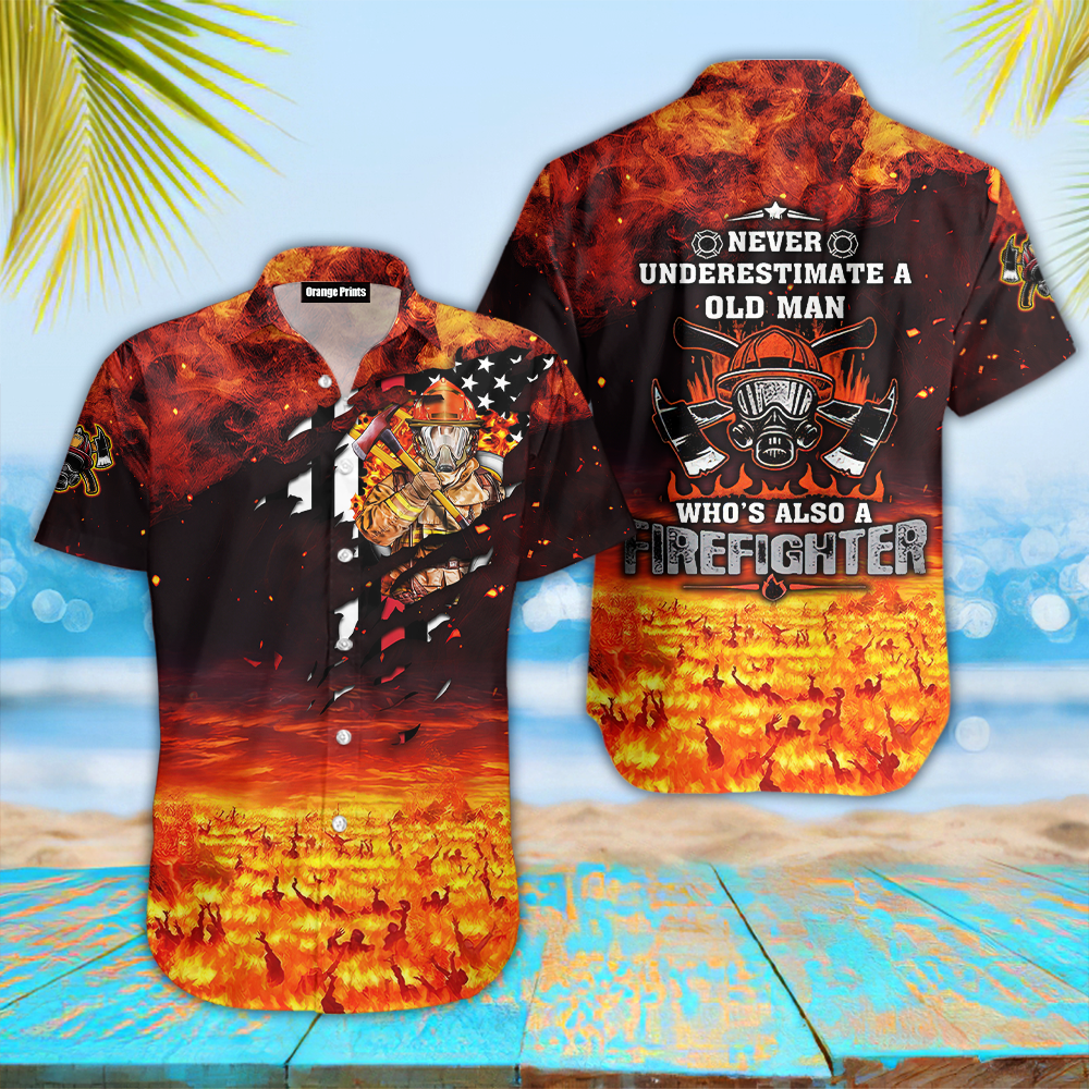 Never Underestimate A Old Man Firefighter Aloha Hawaii Shirts For Men Women Ha28315