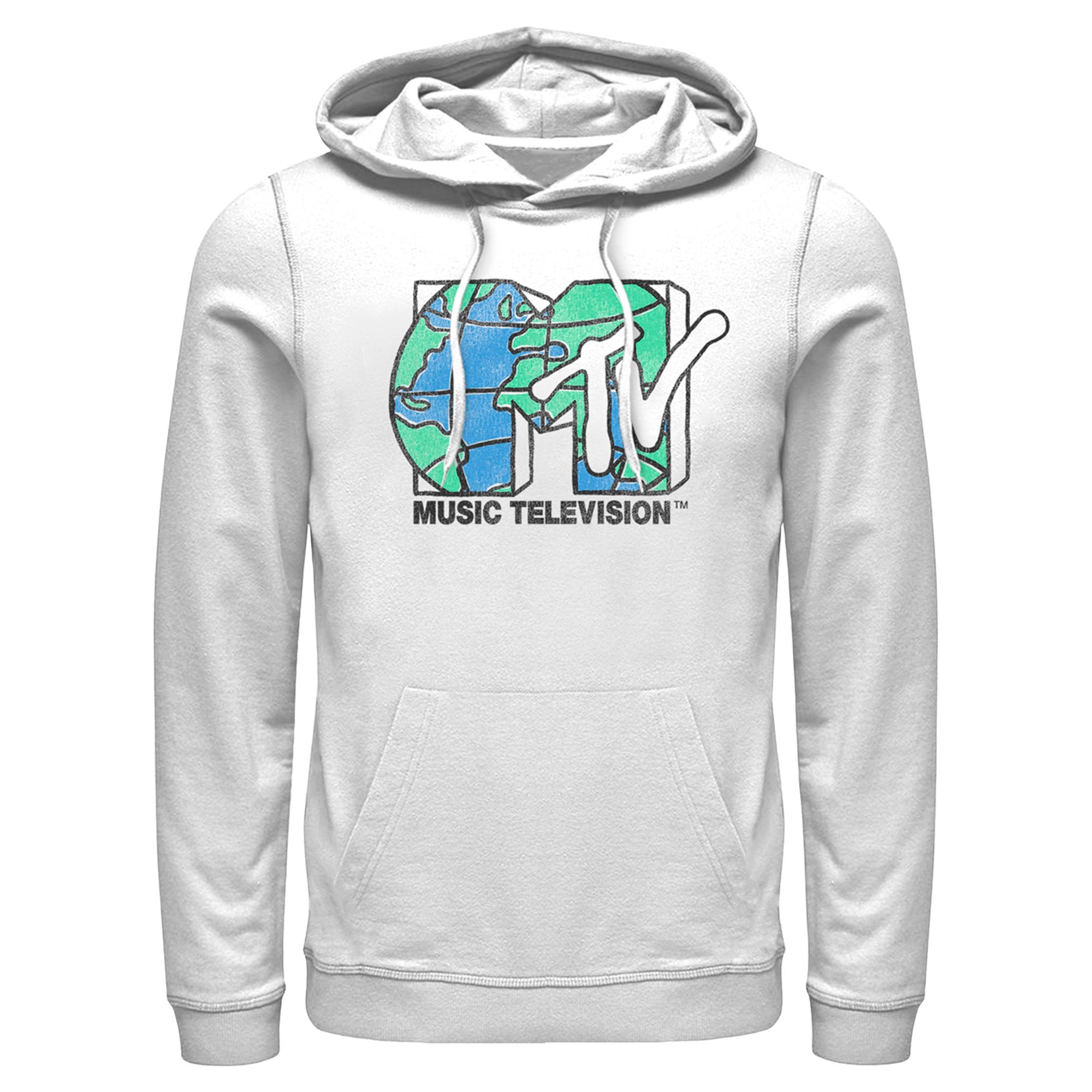 Men’S Mtv Distressed Earth Day Logo Pull Over Hoodie