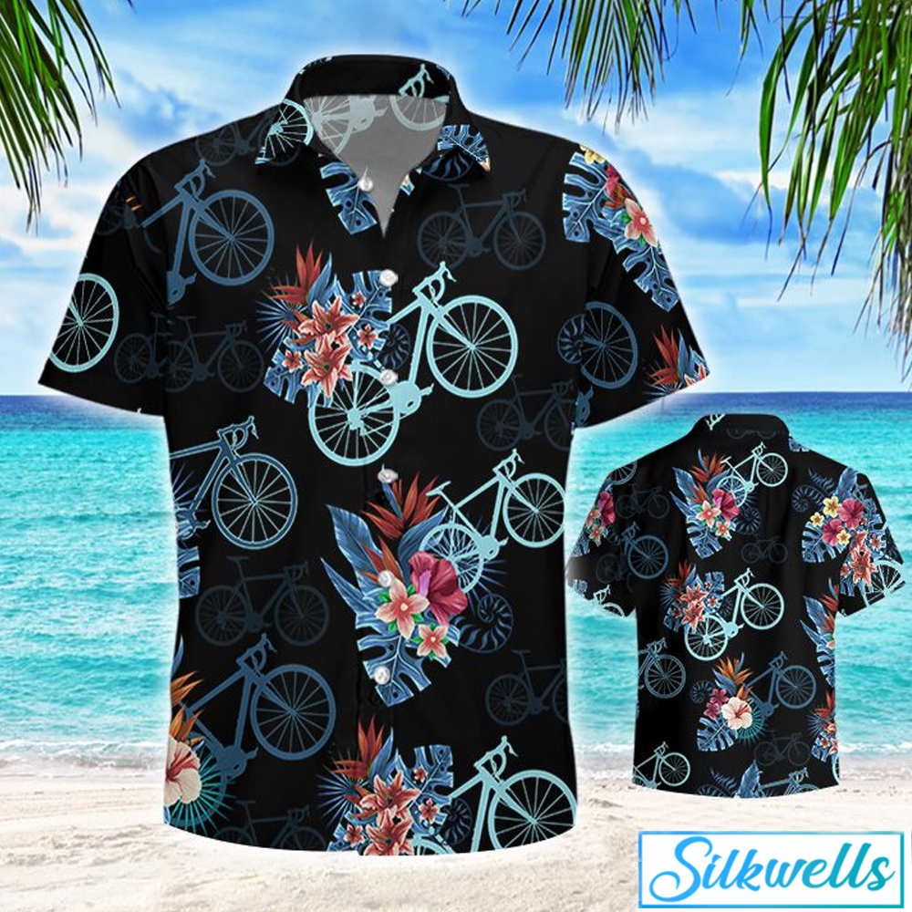 Tropical Cycling Bike Hawaiian Shirt Summer Button Up For Men, Women, Couple