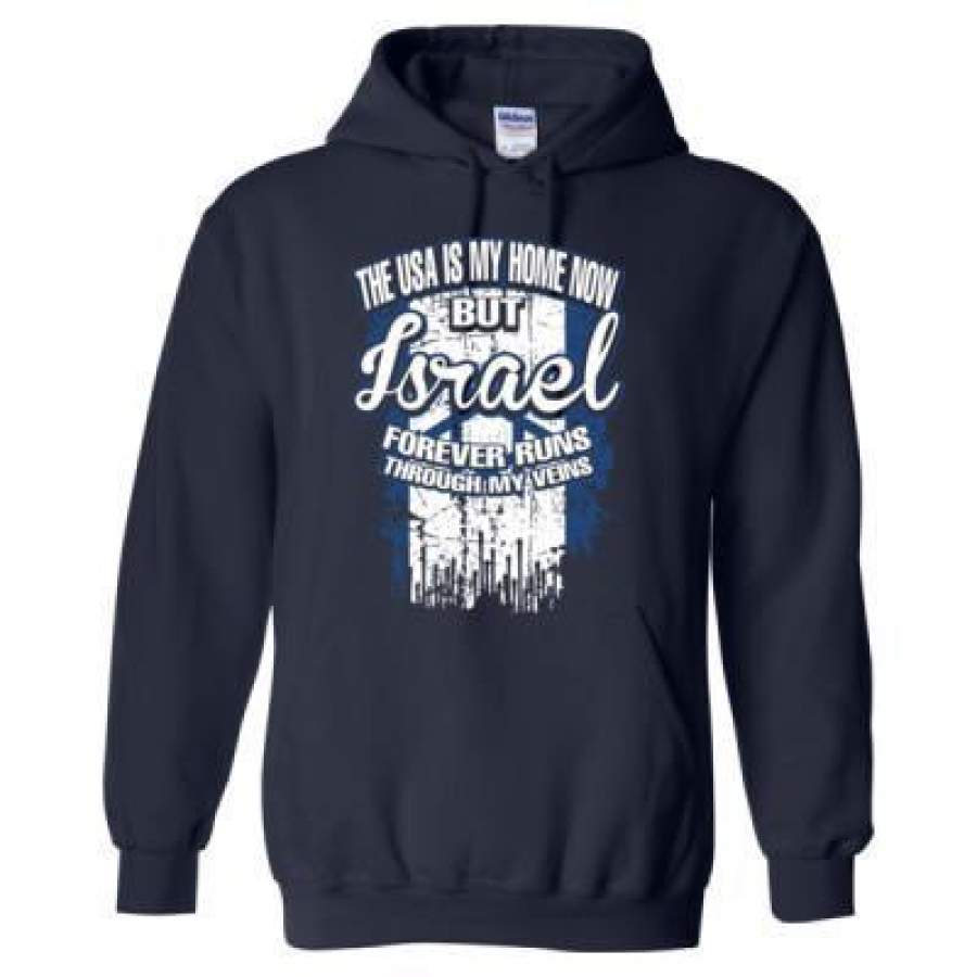 AGR The USA Is My Home Now But Israel Forever Runs Through My Veins – Heavy Blend™ Hooded Sweatshirt