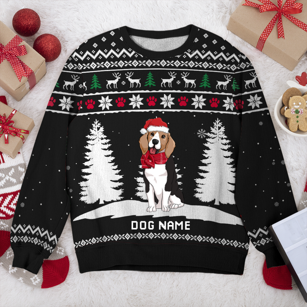 Beagle Winter Dog Personalized Sweater, Dog Ugly Christmas Sweater