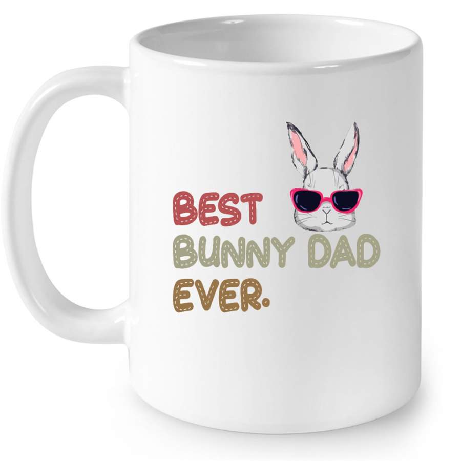 Best Bunny Dad Ever, Classic Vintage, Father’s Day Gift – Full-Wrap Coffee White Mug