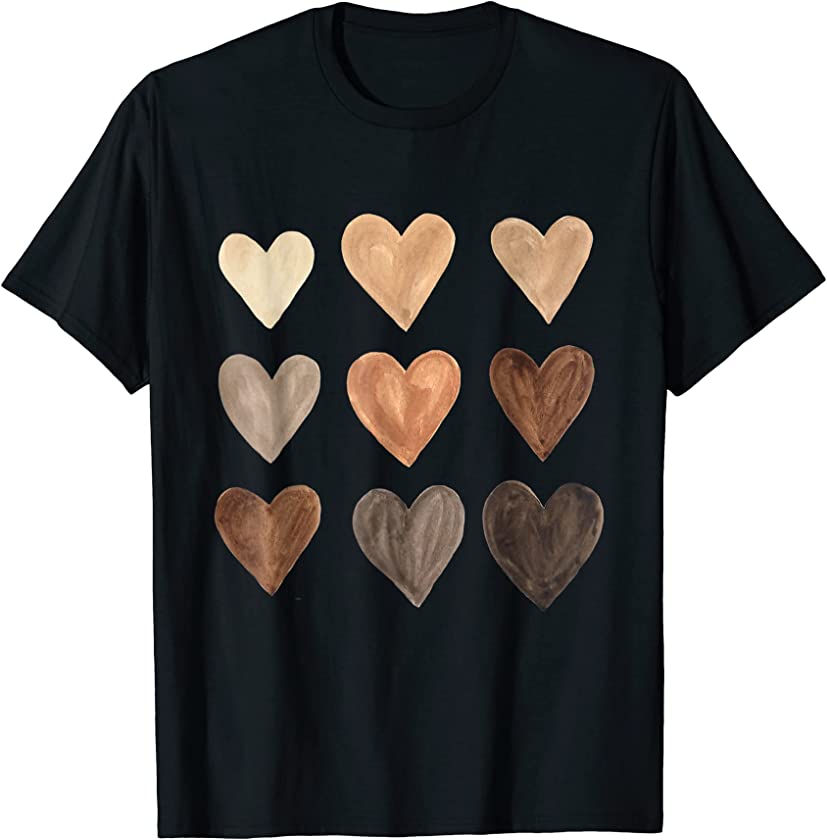 Diversity Heart Skin Tones Black Pride Melanin Kindness Gift T-Shirt