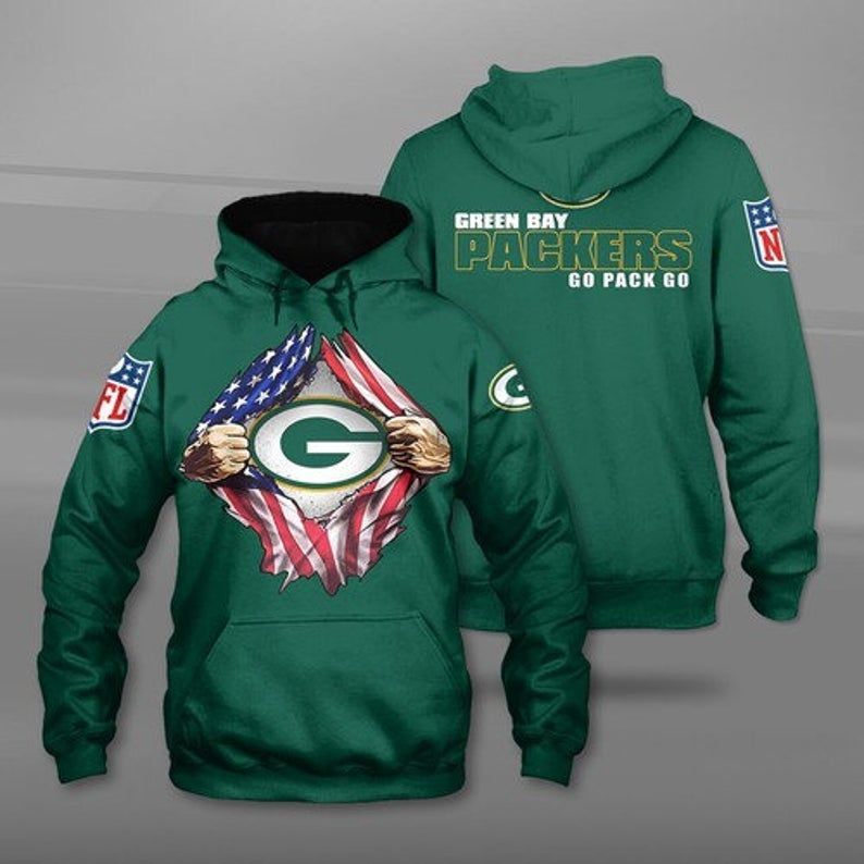 Green Bay Packers Usa Patriotic Flag Green Bay Packers 75 Gift For Fan 3D T Shirt Sweater Zip Hoodie Bomber Jacket