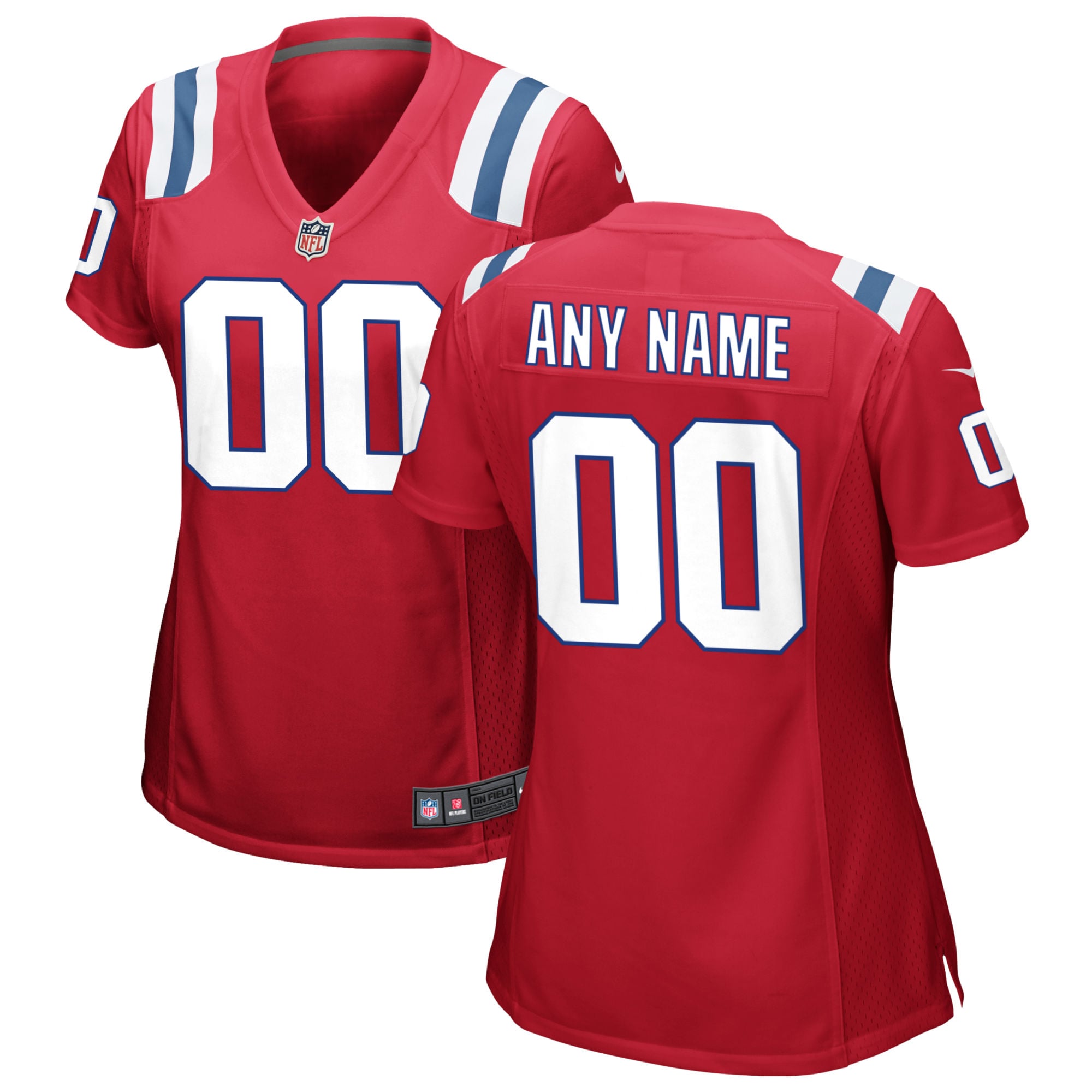 Women’s New England Patriots Red Alternate Custom Jersey