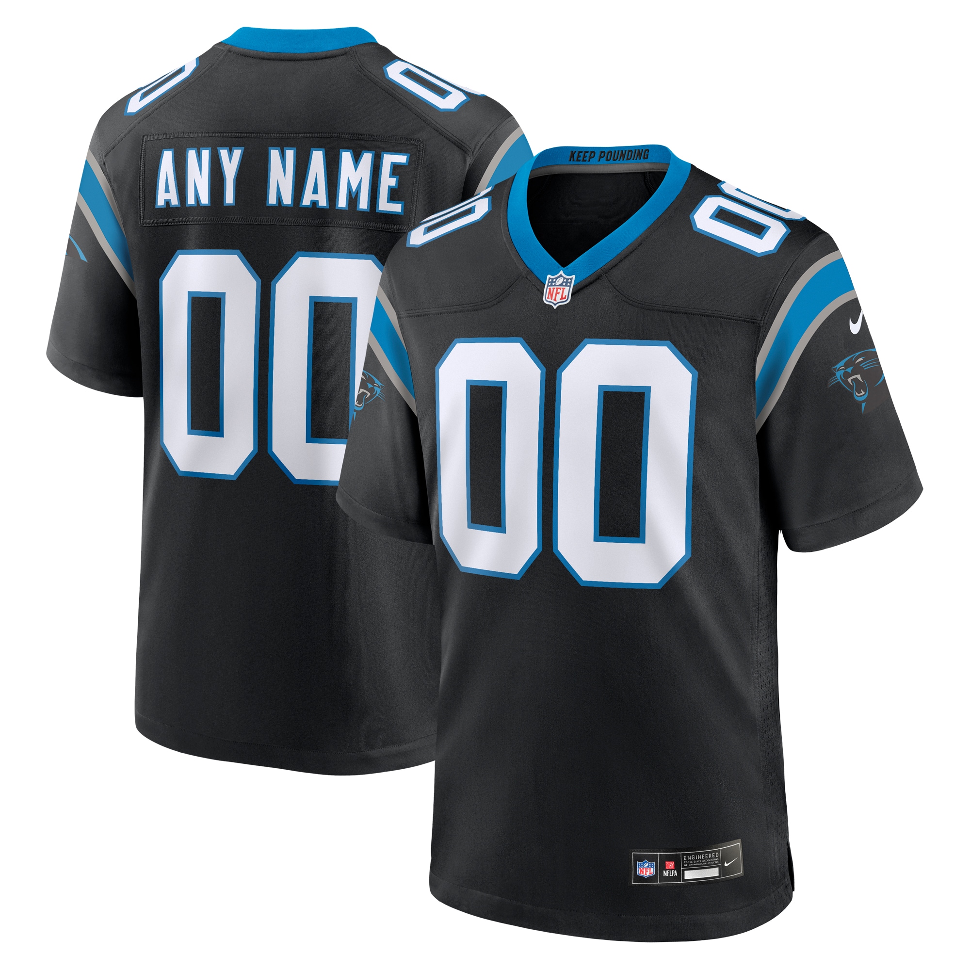 Men’s Carolina Panthers Black Custom Game Jersey