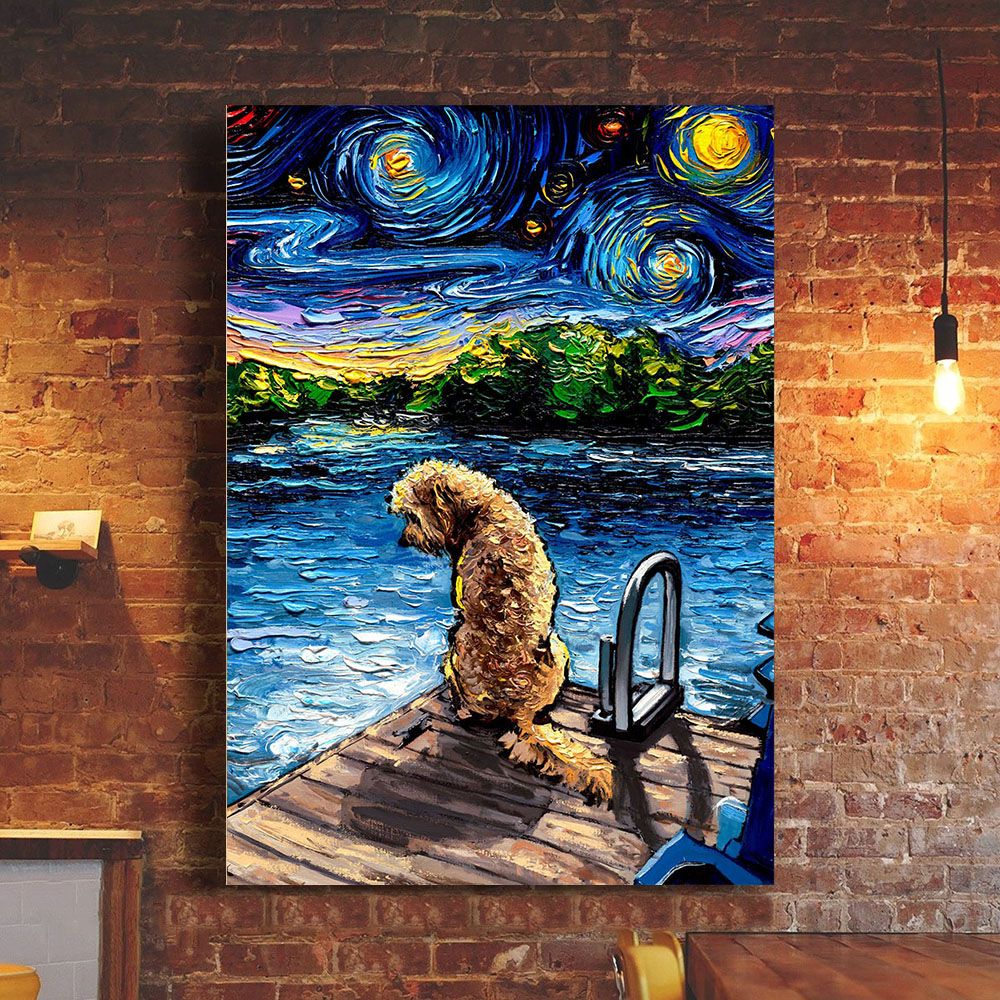 Goldendoodle Starry Night Poster Van Gogh Art Wall Poster Dorm Room Idea Poster Art Design