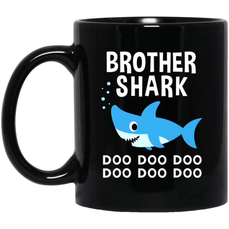 Brother Shark Doo Doo Doo for Matching Family Pajamas Black Mug