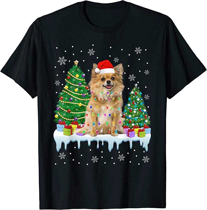 Chihuahua Dog Christmas Tree Funny Xmas Lights Puppy Lover T-Shirt