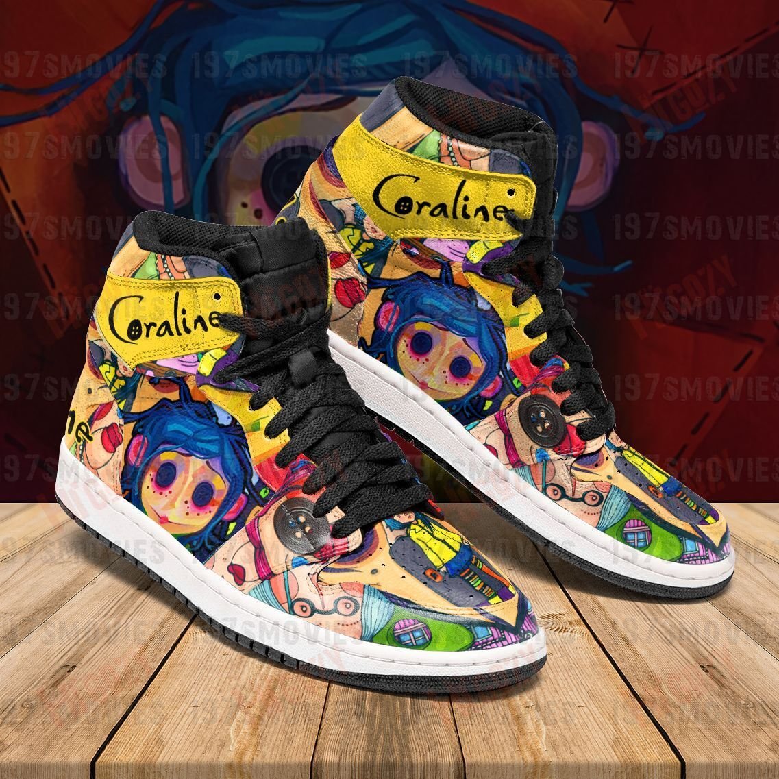 Coraline Dunks Sneakers, Halloween Shoes