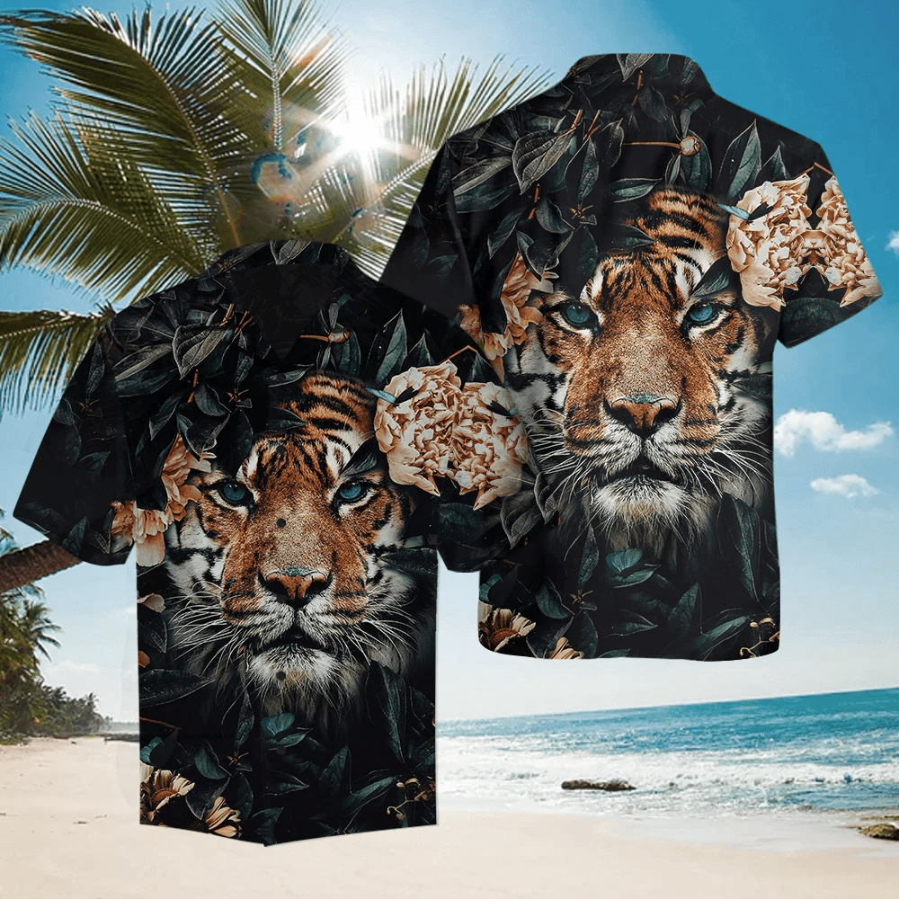 Cover your body with amazing Hawaiian Aloha Shirts Tiger Flower