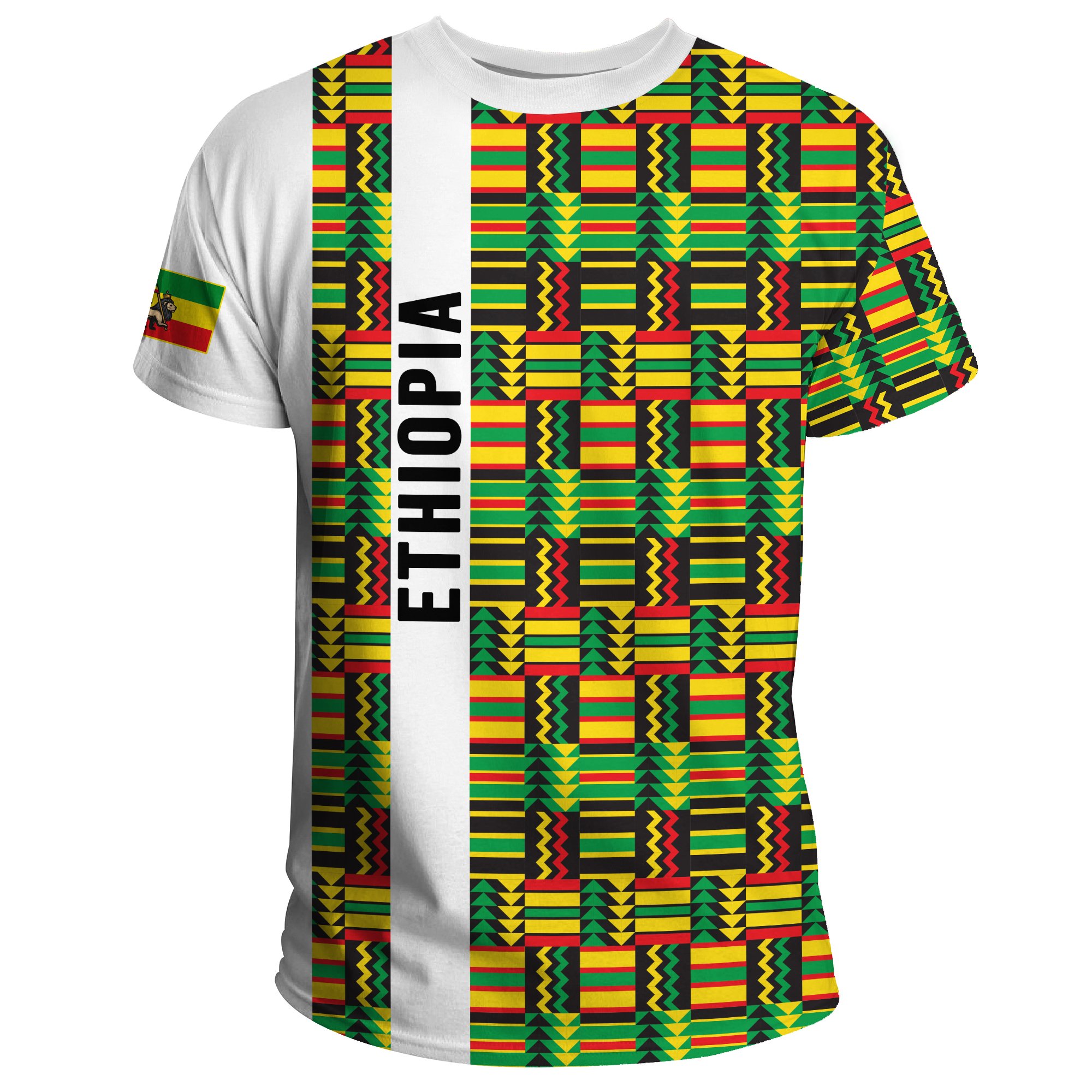 1stTheWorld Ethiopia T-shirt, Ethiopia Stripe African Pattern A10