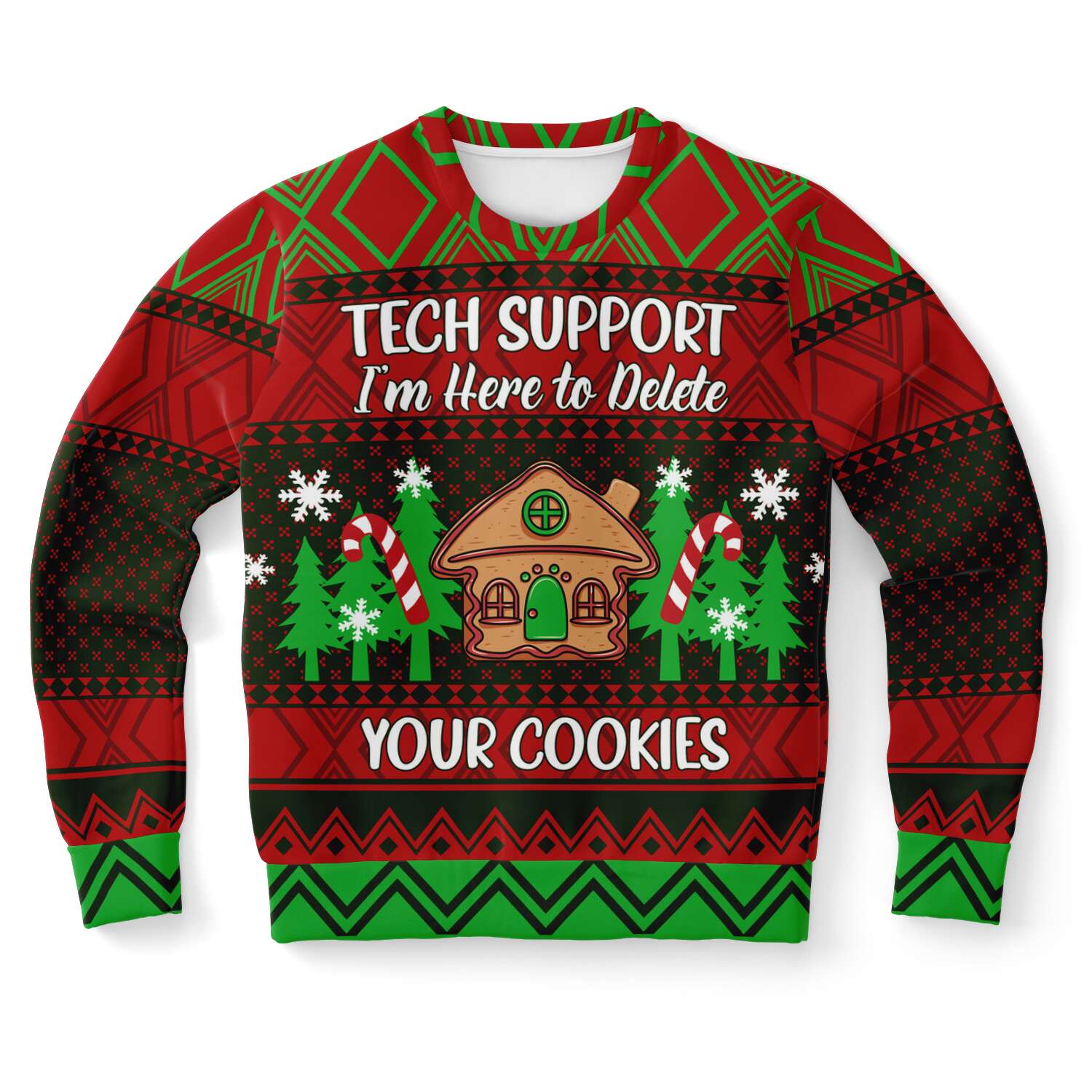 Tech Support I’M Here To Delete Your Cookies Ugly Christmas Sweater