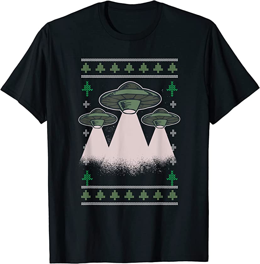 Ugly Christmas Alien Santa Claus New Year Spaceship UFO T-Shirt