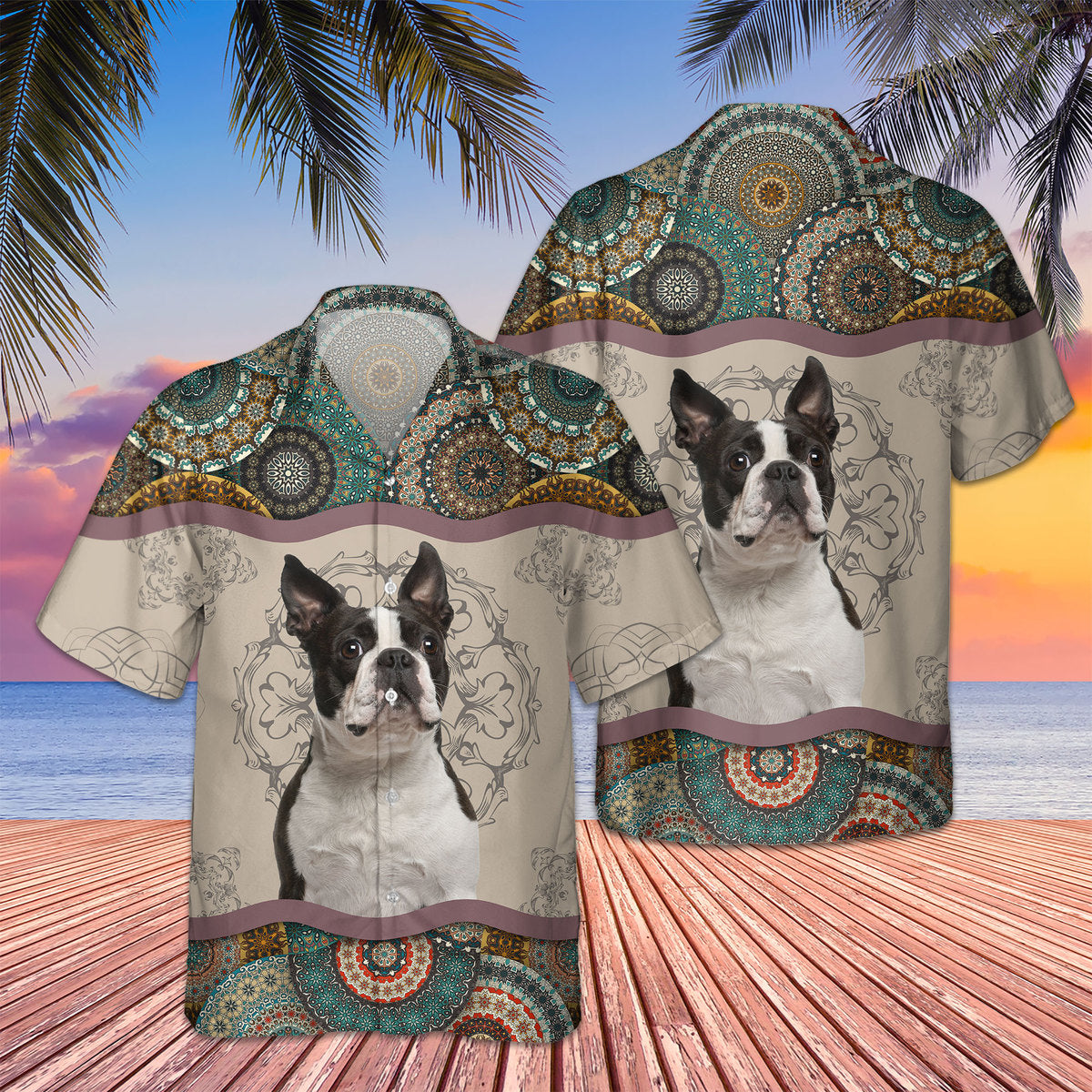 Boston Terrier Mandala Hawaiian Shirt, Boston Terrier Hawaiian Shirt, Aloha Shirt For Dog Lover
