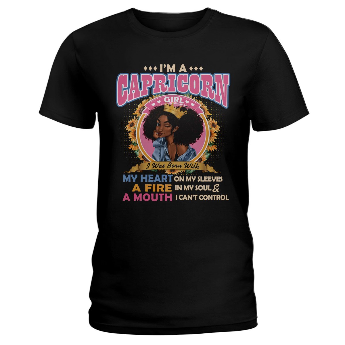 Black Queen Im A Capricorn Girl Ez13 1609 Ladies T-Shirt