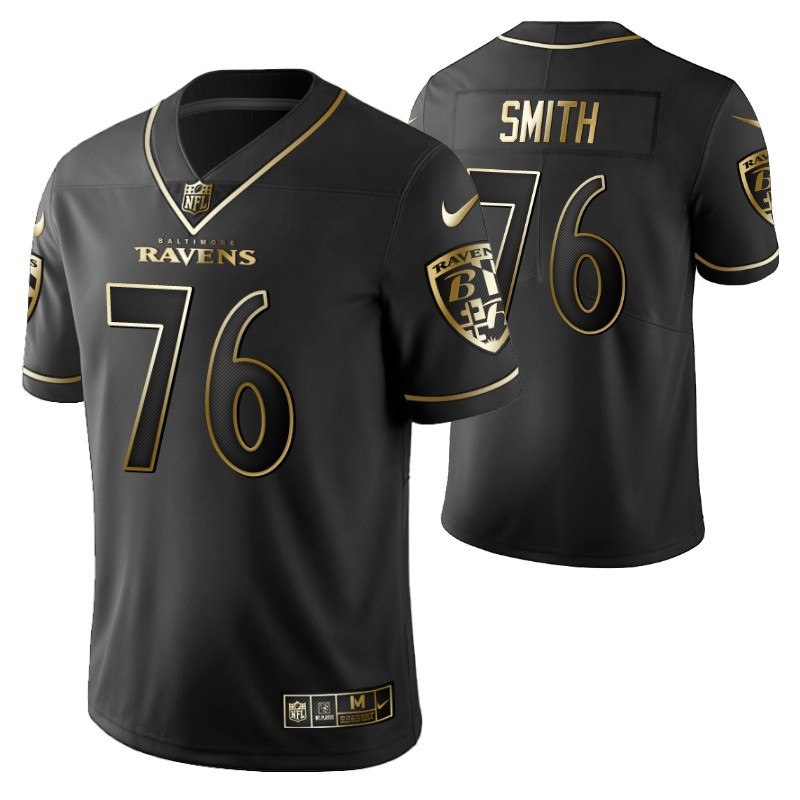 Baltimore Ravens Andre Smith 76 2021 NFL Golden Brandedition Black Jersey Gift For Ravens Fans