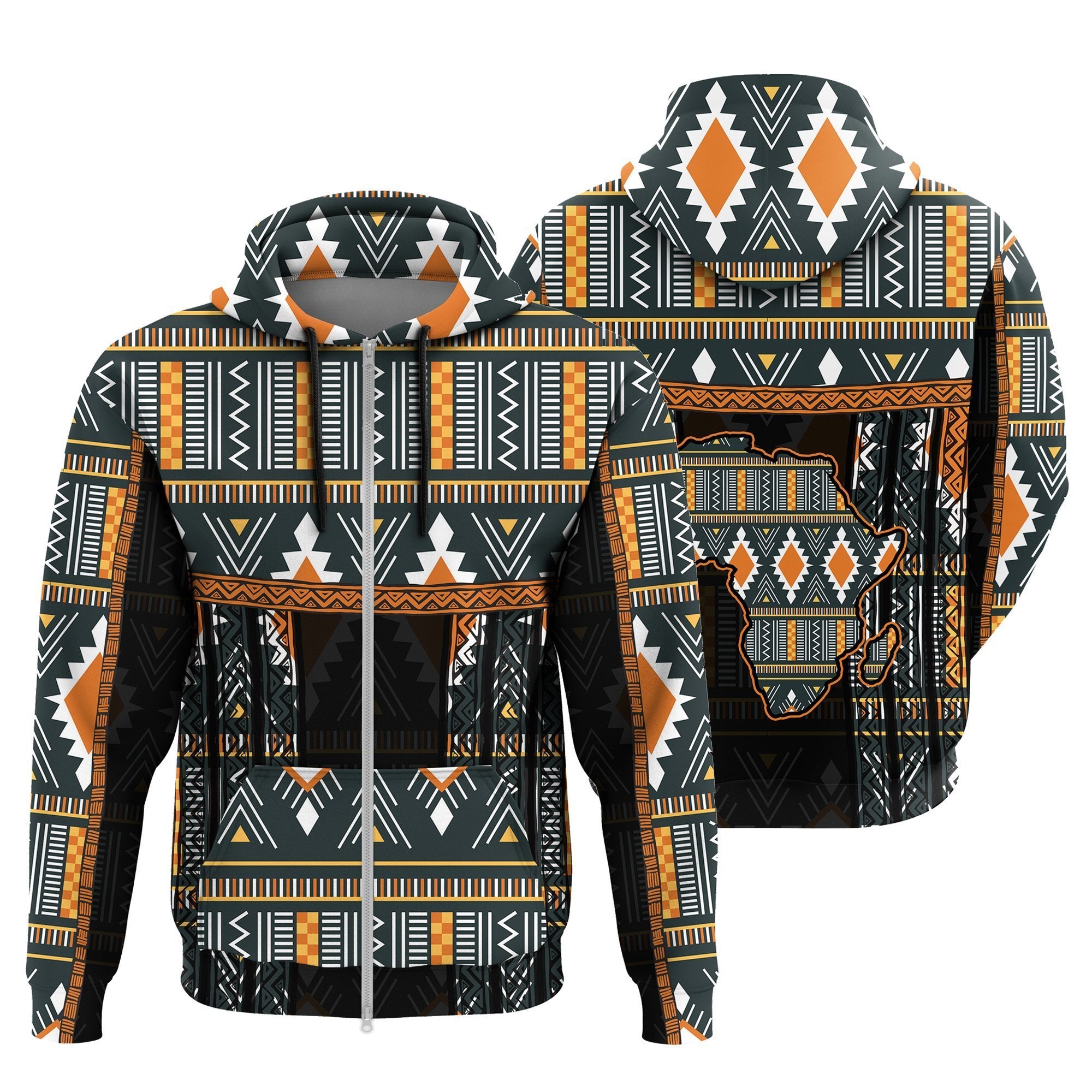 Greek Life Hoodie – Ashanti Geometric Kente Zip Hoodie