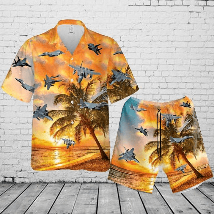 Hawaii Aloha Shirts Beach Shorts Air Force Mcdonnell Douglas Eagle On Ha36021