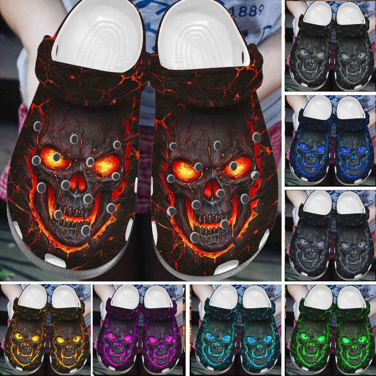 Premium Unique Skull Fire Personalize Clog, Custom Name, Text, Fashion Style For Women, Men, Kid, Print 3D