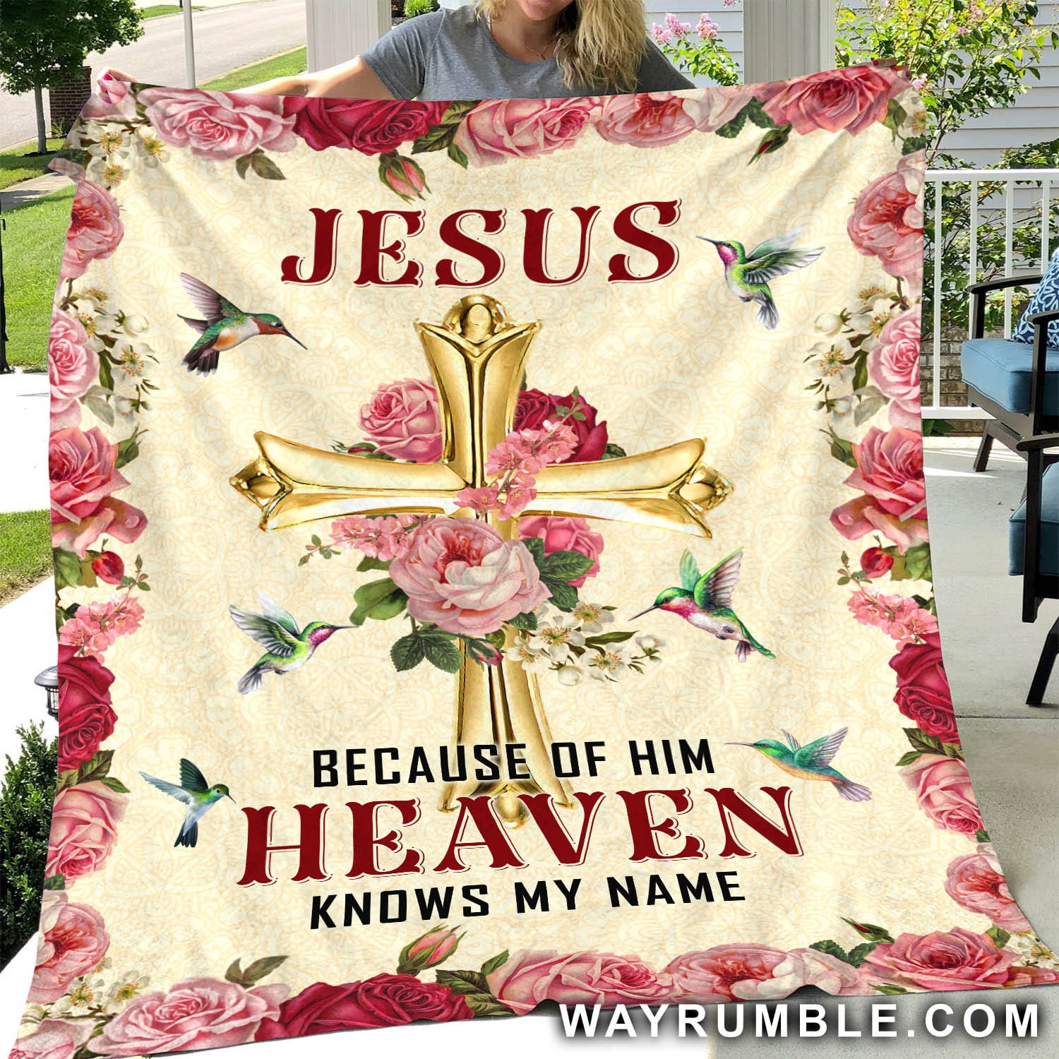 Jesus – Golden Cross – Because Of Him Heaven Knows My Name – Blanket