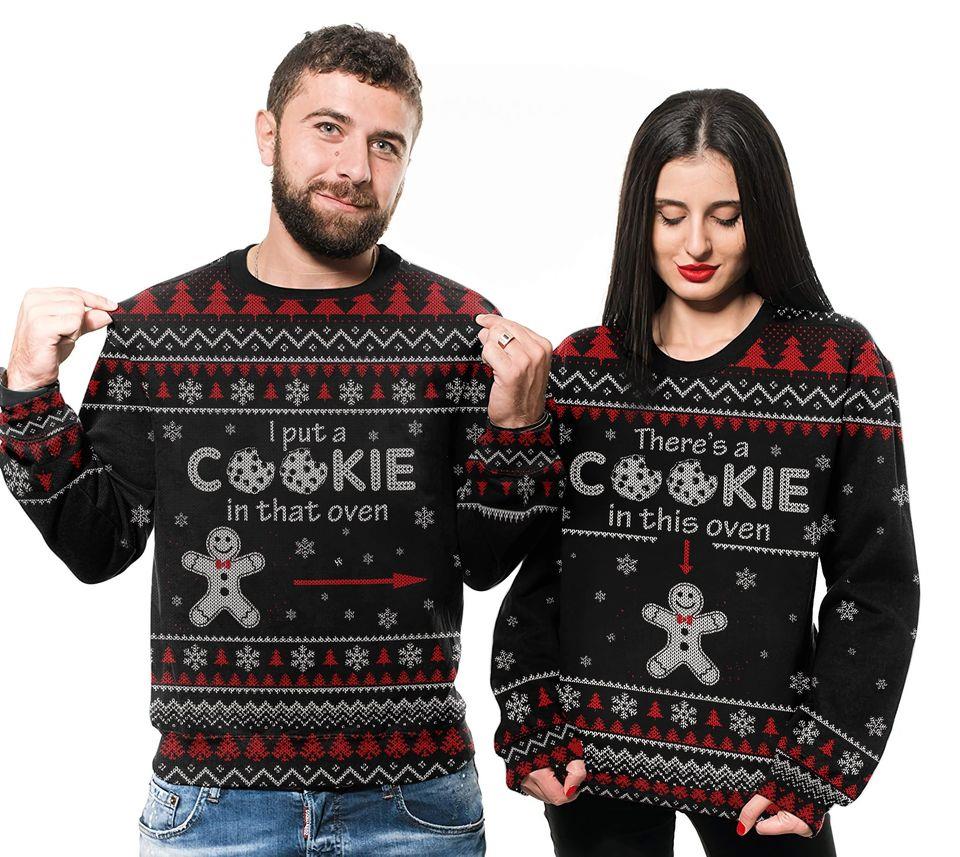 I put a cookie in that oven Black Couple Sweater