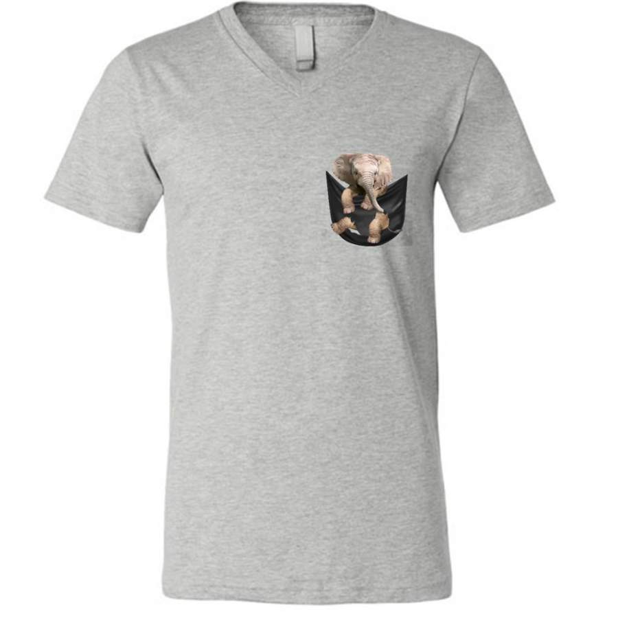 In Pocket, Elephant In Pocket – Canvas Unisex V-Neck Shirt