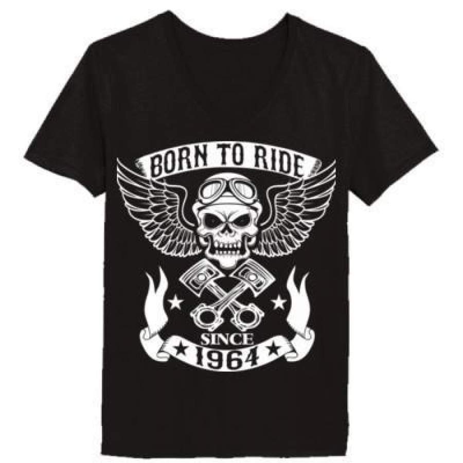 AGR Born To Ride Since 1964 – Ladies’ V-Neck T-Shirt