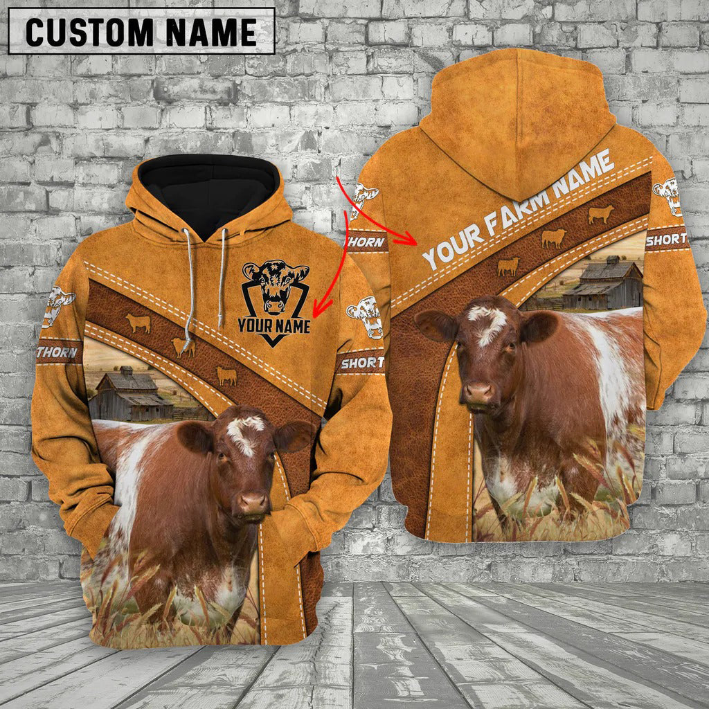 Custom Farm Hoodie Shorthorn 3D All Over Print Farm Zip Hoodie For Men Women