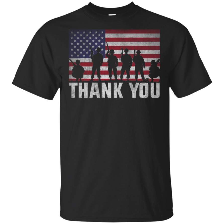 Veterans & 4th of July T Shirt Thank You American Flag Unisex T-Shirt