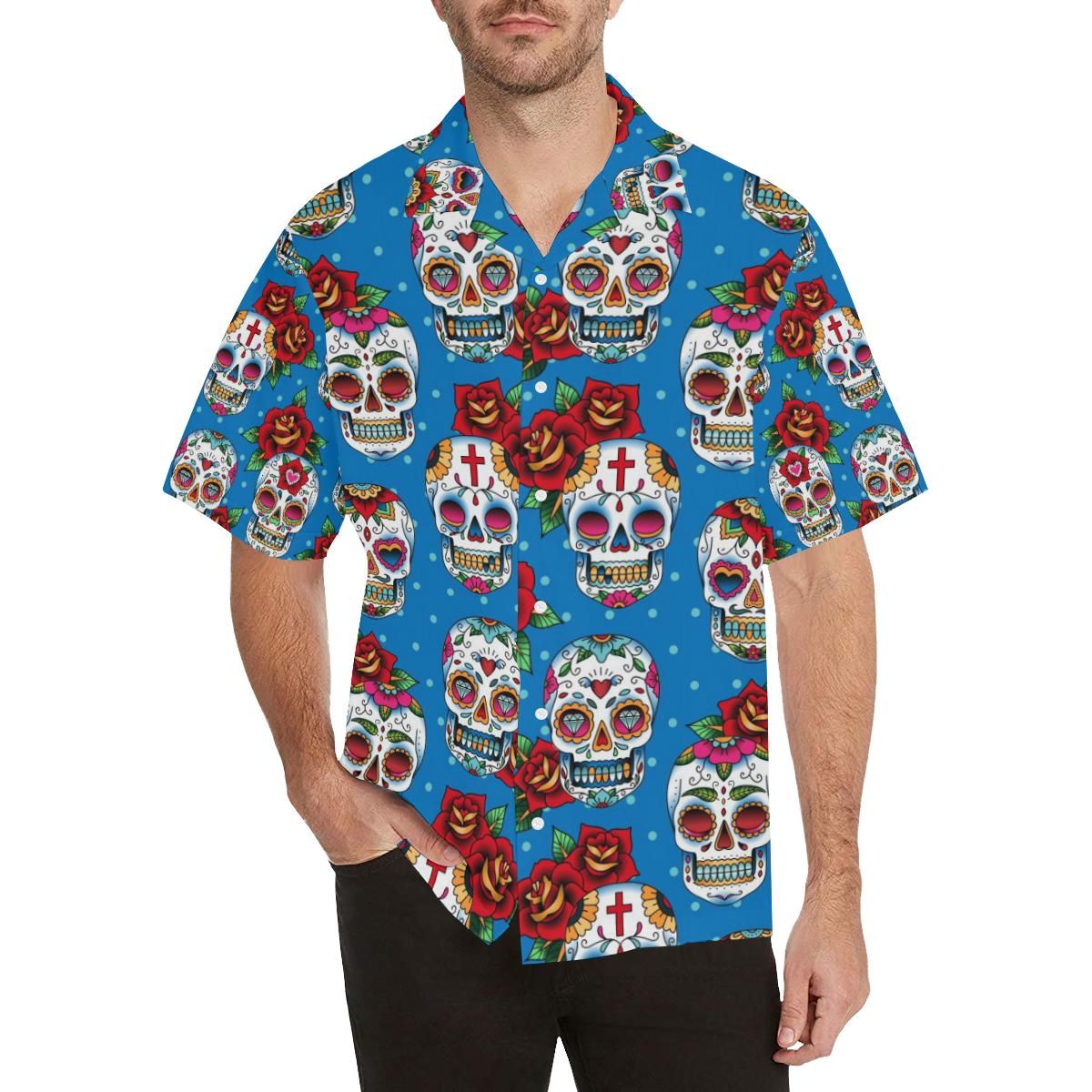 Suger Skull Rose Pattern All Over Print Hawaii Shirt Ha57972