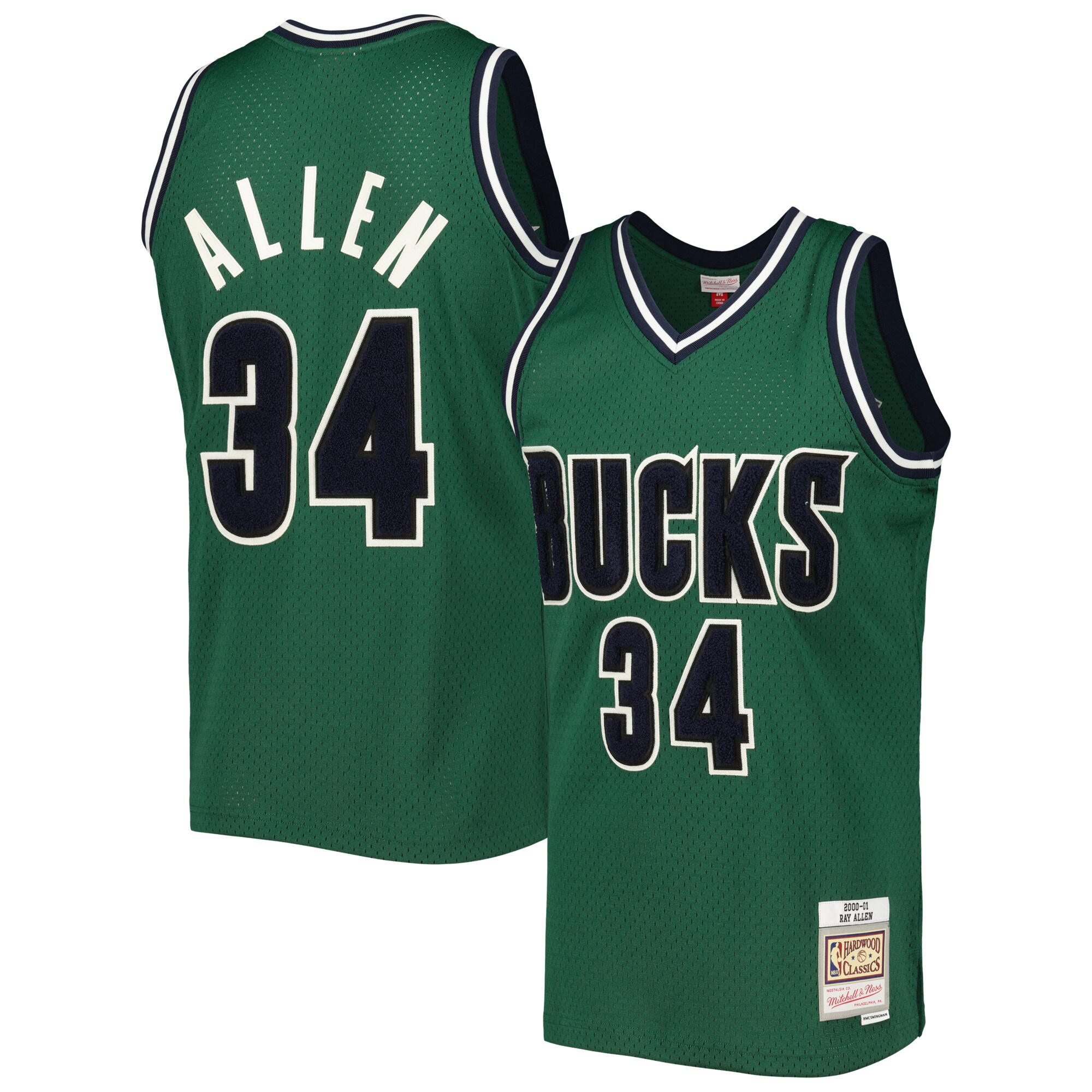 Ray Allen Milwaukee Bucks Mitchell & Ness Hardwood Classics Off-Court Swingman Jersey – Green