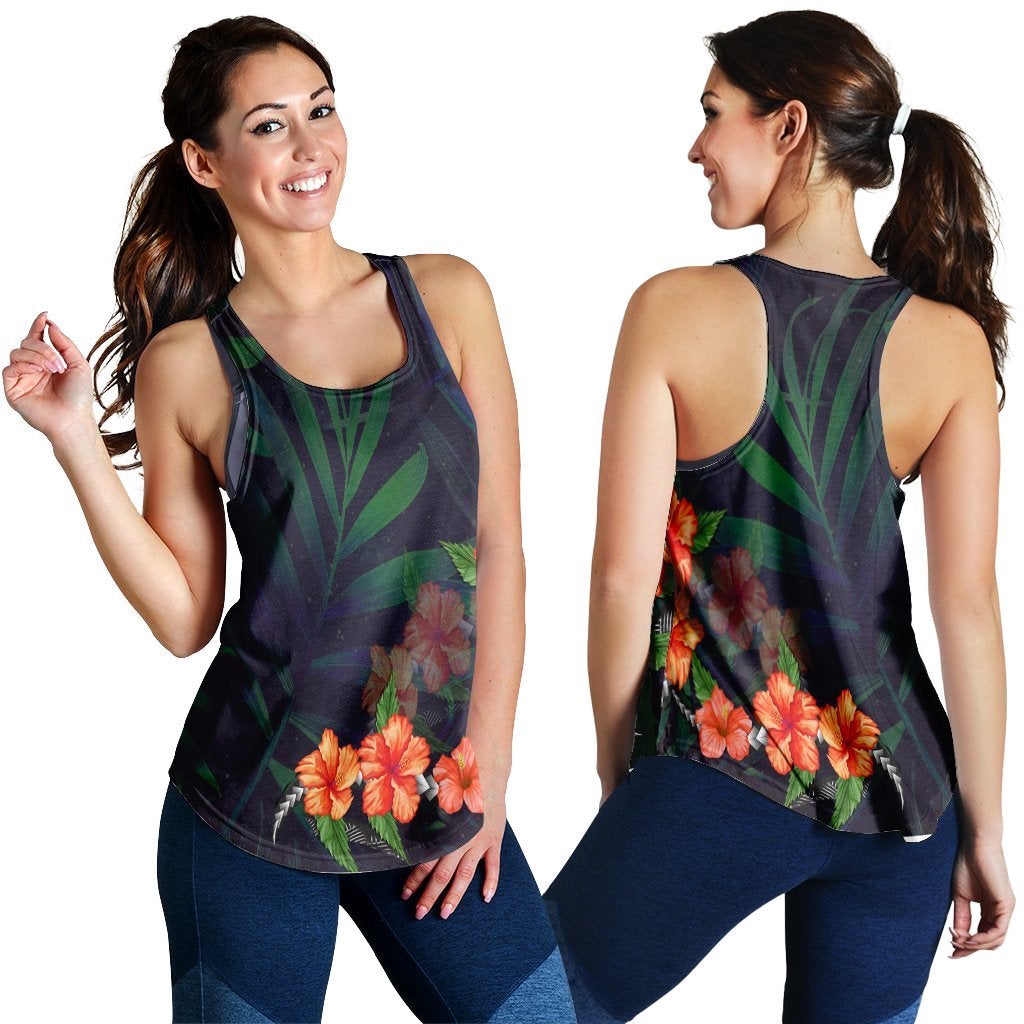 Hawaii Hibiscus Palm Tree Background Polynesian Racerback Tank Ha6870