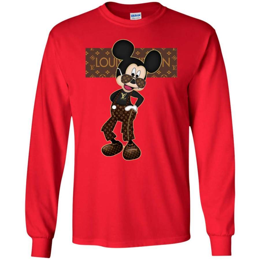 Best Louis Vuitton Mickey Fashion T-shirt Men Long Sleeve Shirt – Clothesy shop T-Shirt Store