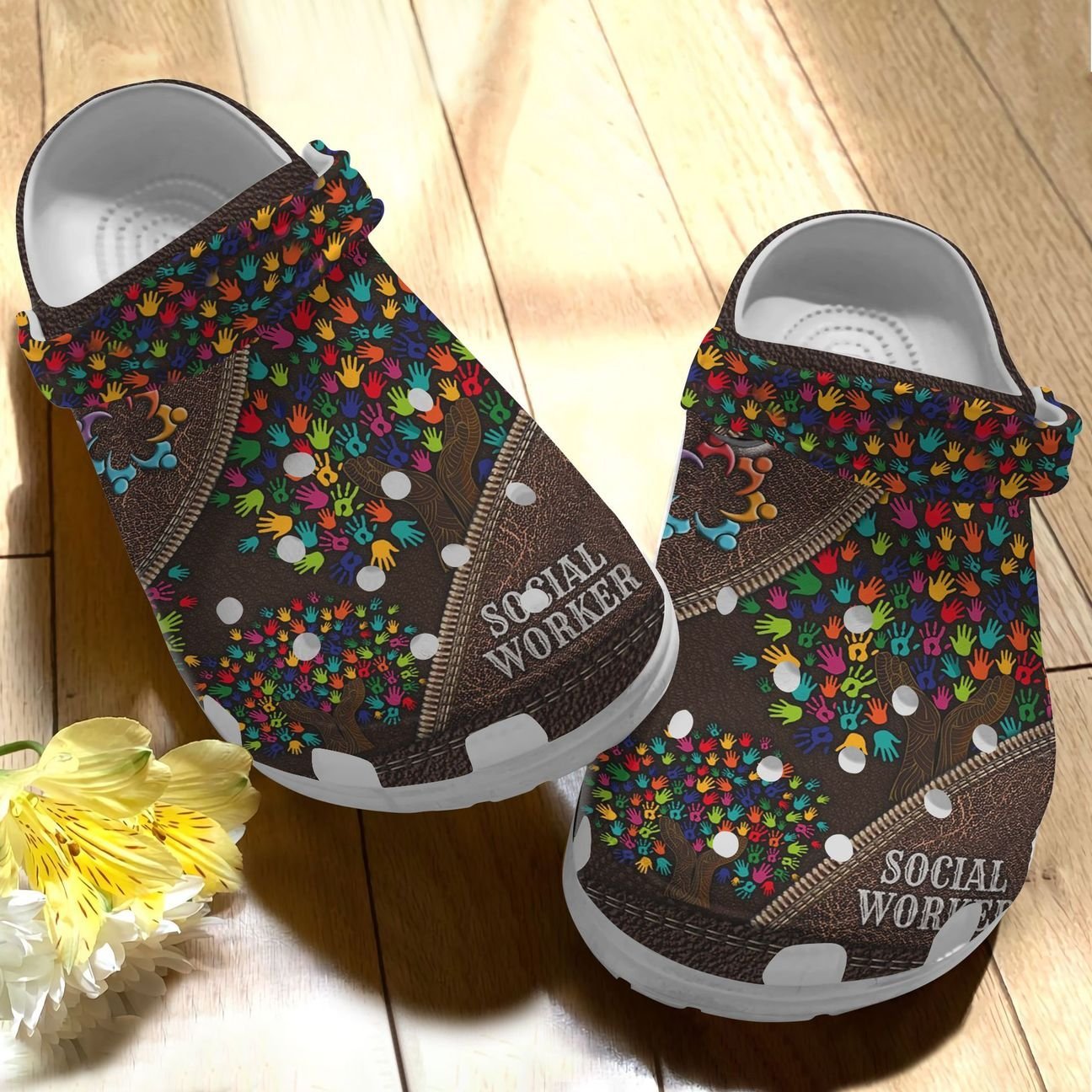 Social Worker Personalize Clog, Custom Name, Text, Fashion Style For Women, Men, Kid, Print 3D Whitesole My Job