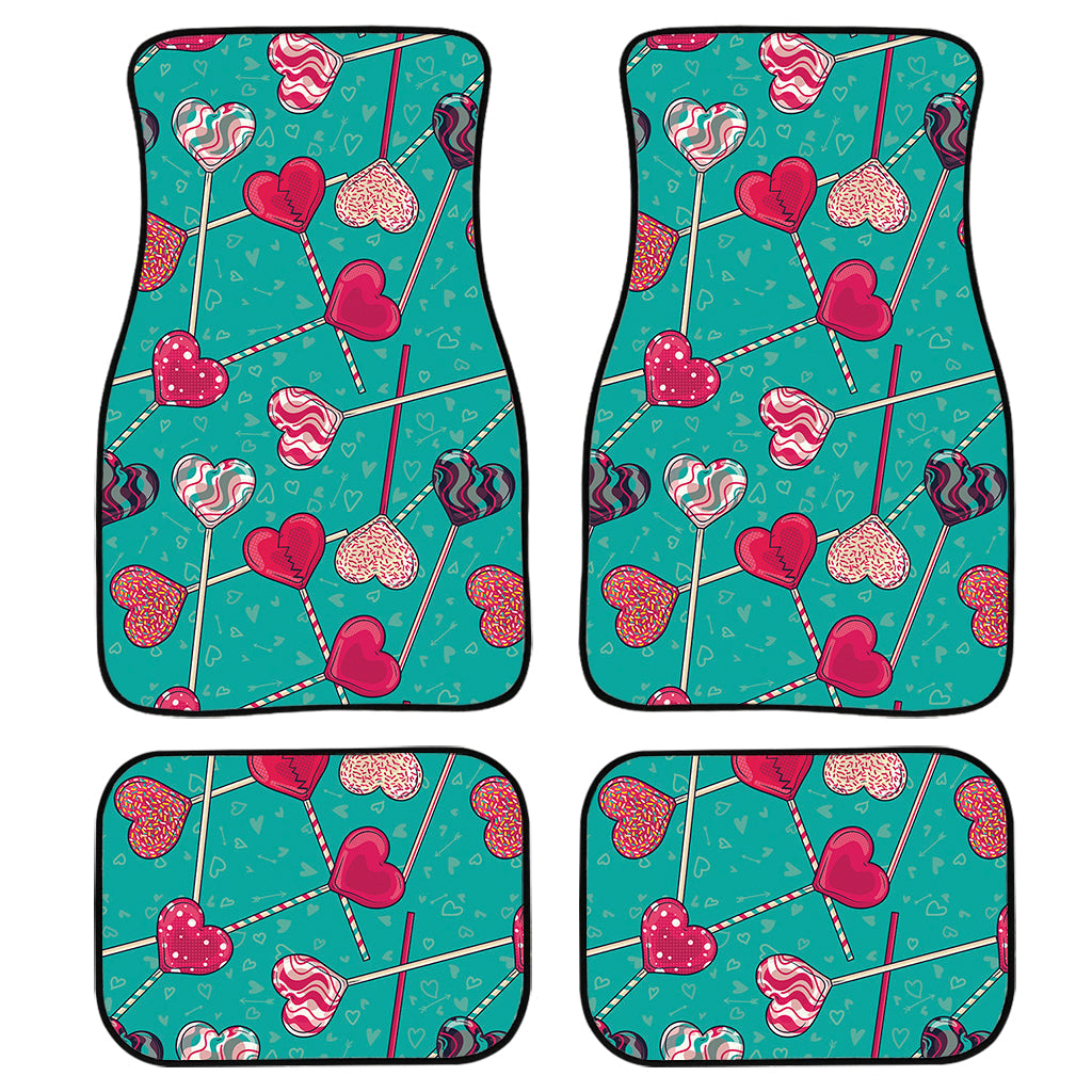 Retro Lollipop Pattern Print Front And Back Car Floor Mats, Front Car Mat