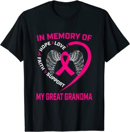 In Memory Of My Great Grandma Pink Breast Cancer Awareness T-Shirt