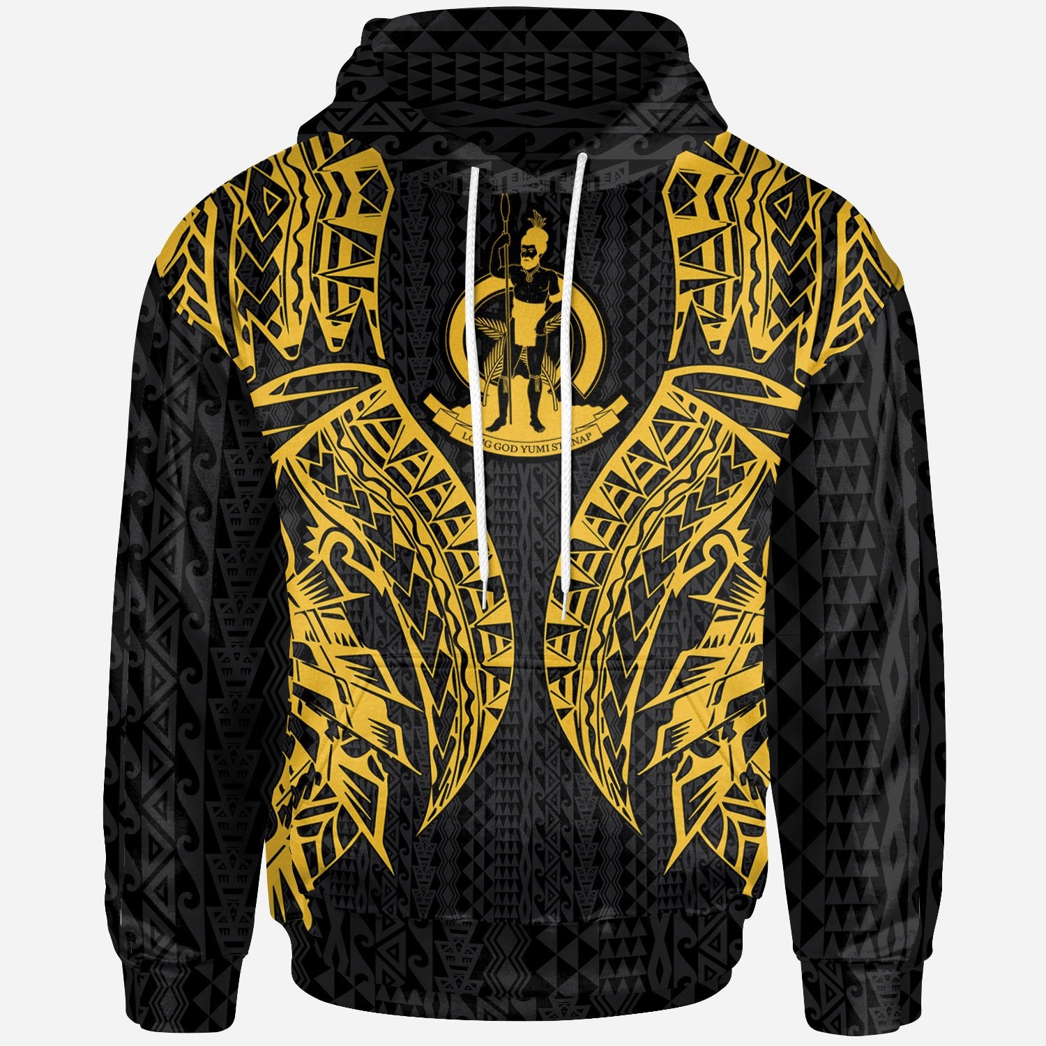 Vanuatu Hoodie – Polynesian Lion Head Gold Style