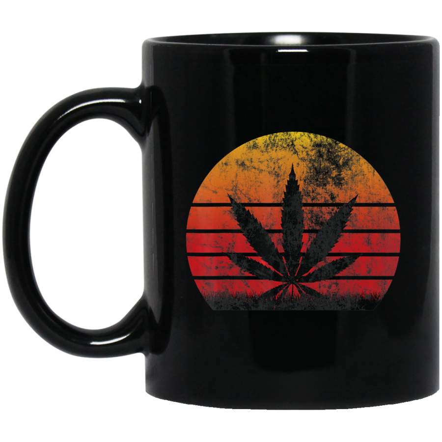 Sun Vintage Marijuana Weed Cannabis Leaf Retro Coffee Mug