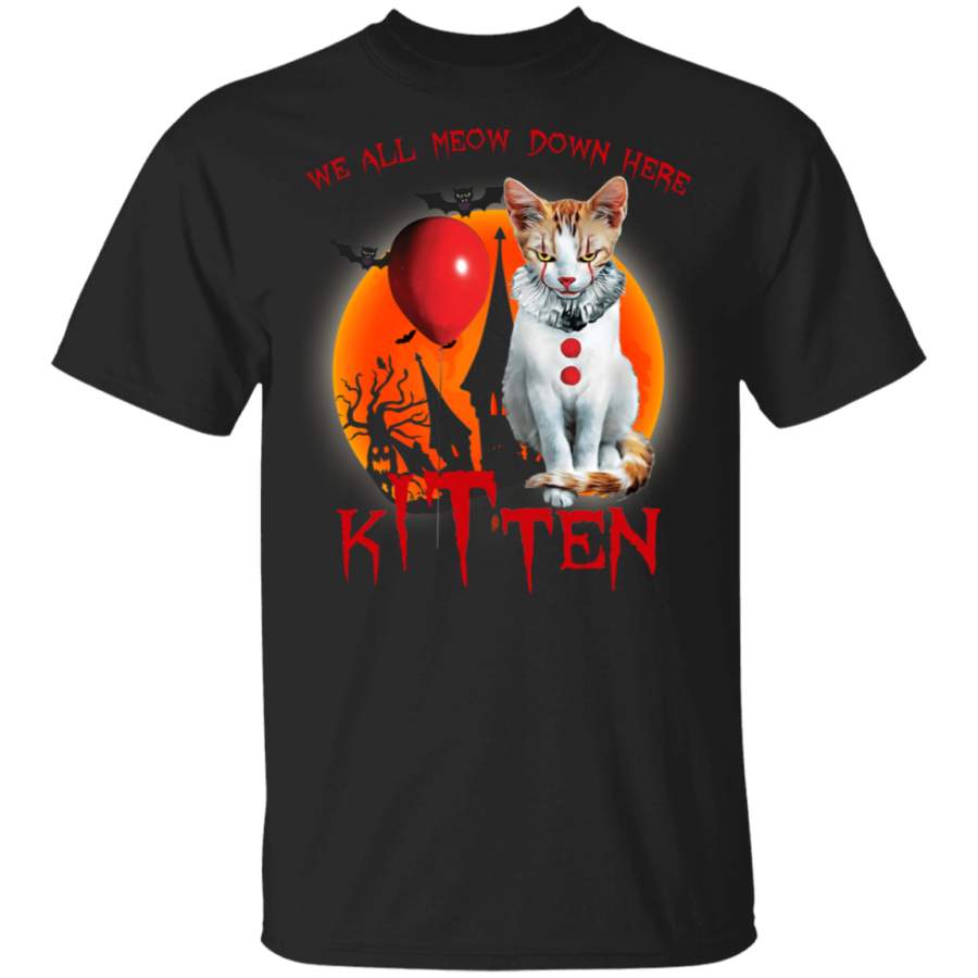 We All Meow Down Here Clown Cat Kitten Halloween Shirt