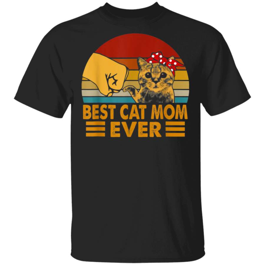 Best Cat Mom Ever Vintage cat wears bandana scarf bump fist T-Shirt