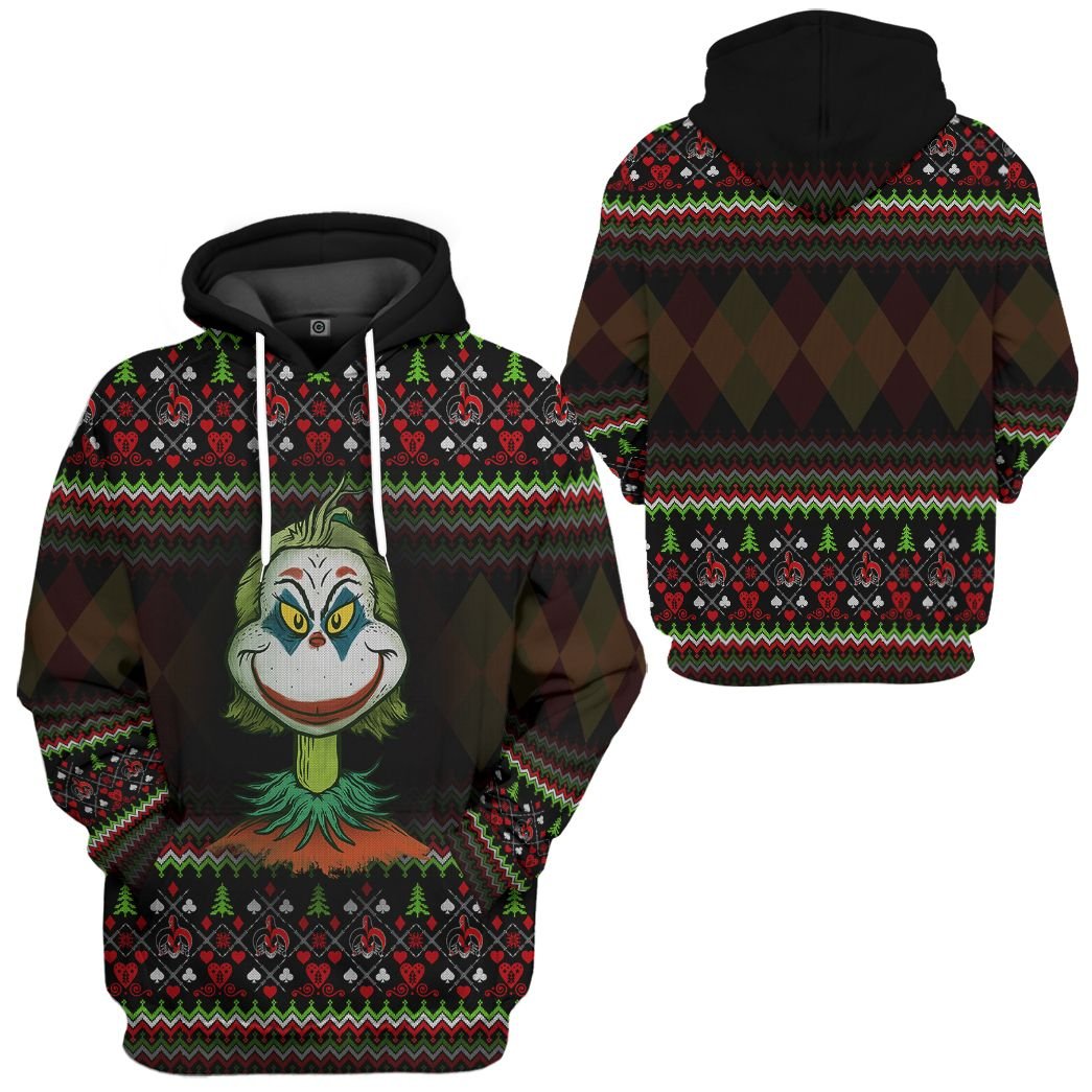 Grinch Shirt Joker Grinch Christmas Pattern Black Hoodie Grinch Hoodie